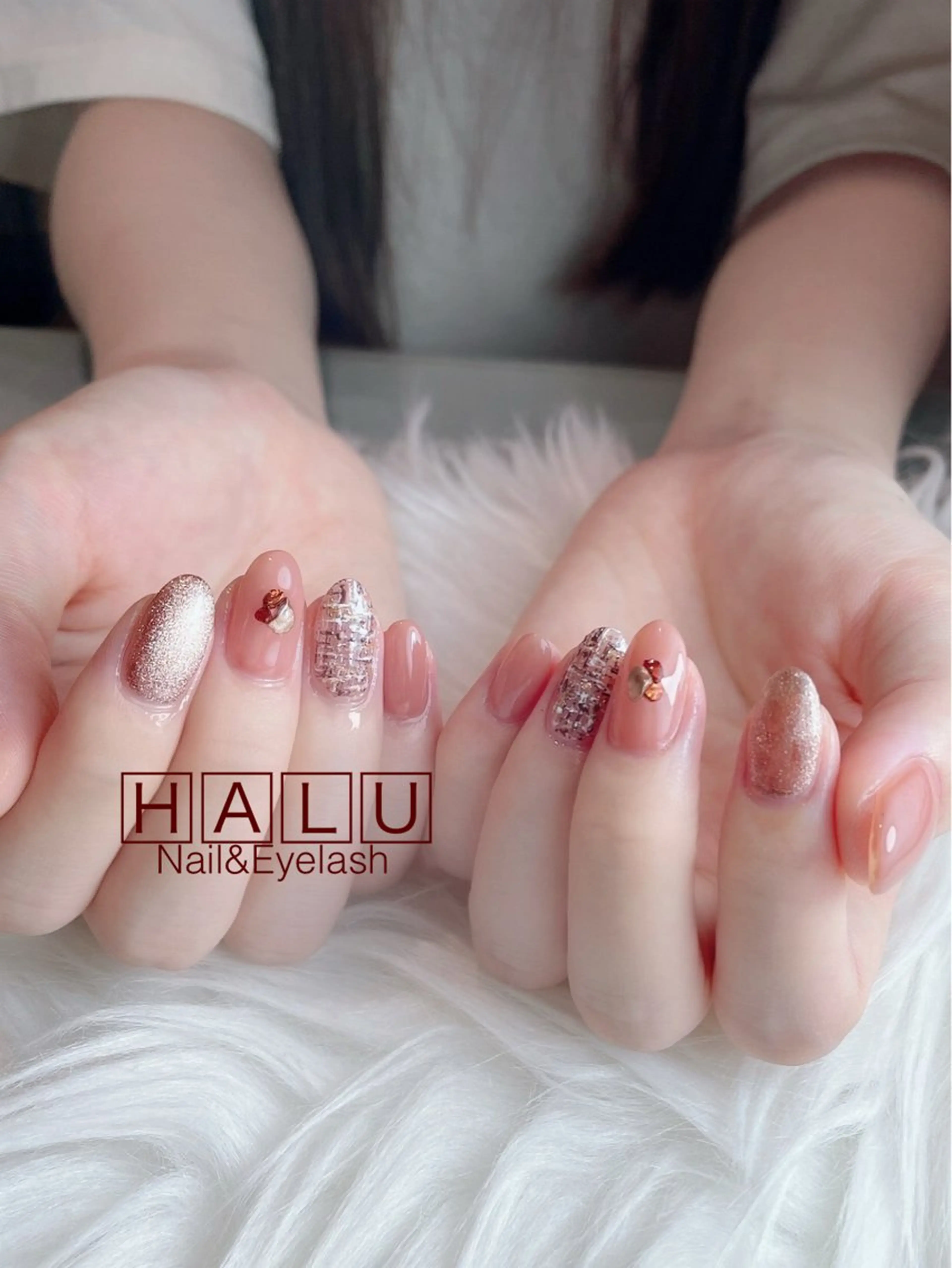 ネイル ツイードネイル ハンドネイル フットネイル HALU ハルのネイルデザイン