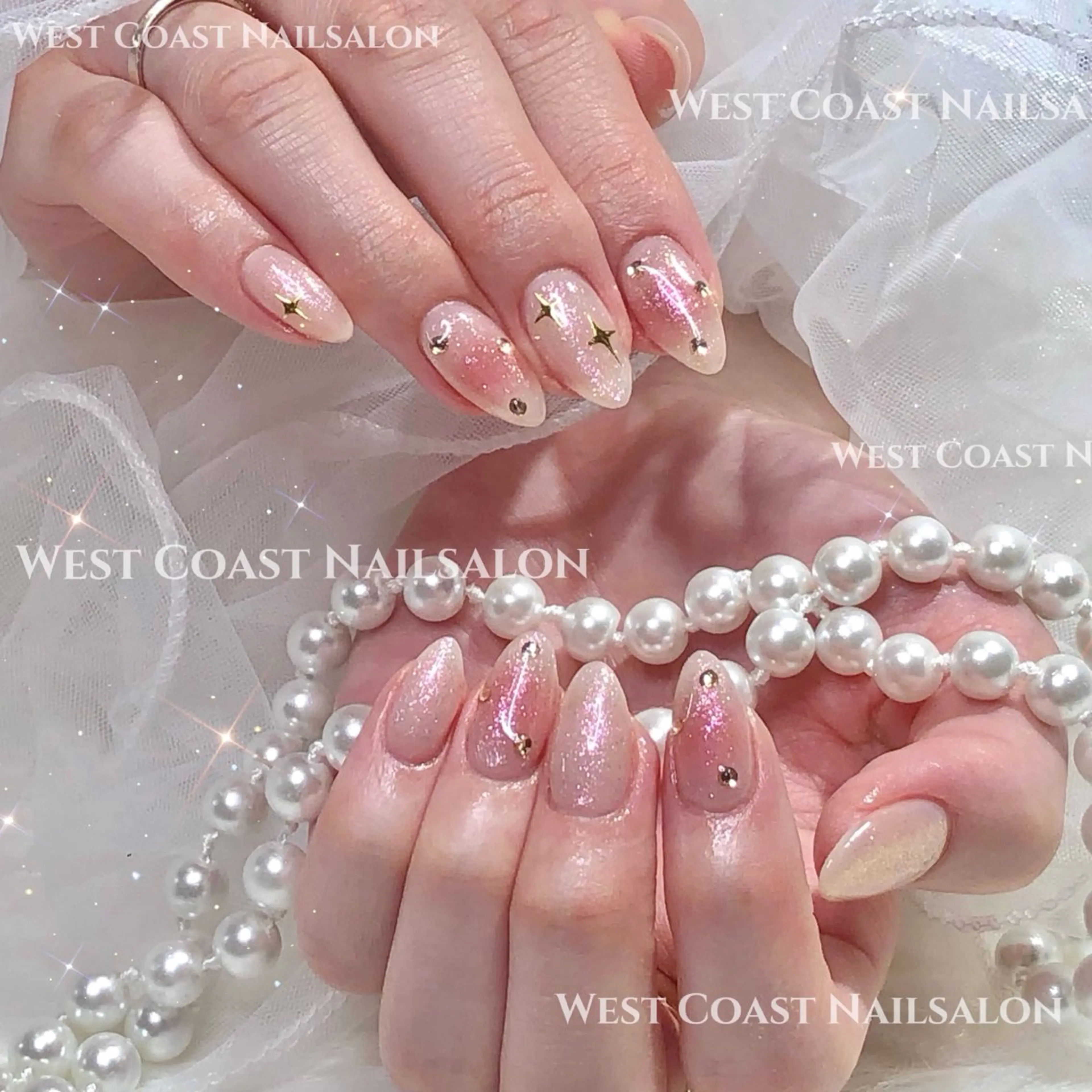 ネイル リボン、ガーリー パーツ放題専門店のネイルデザイン