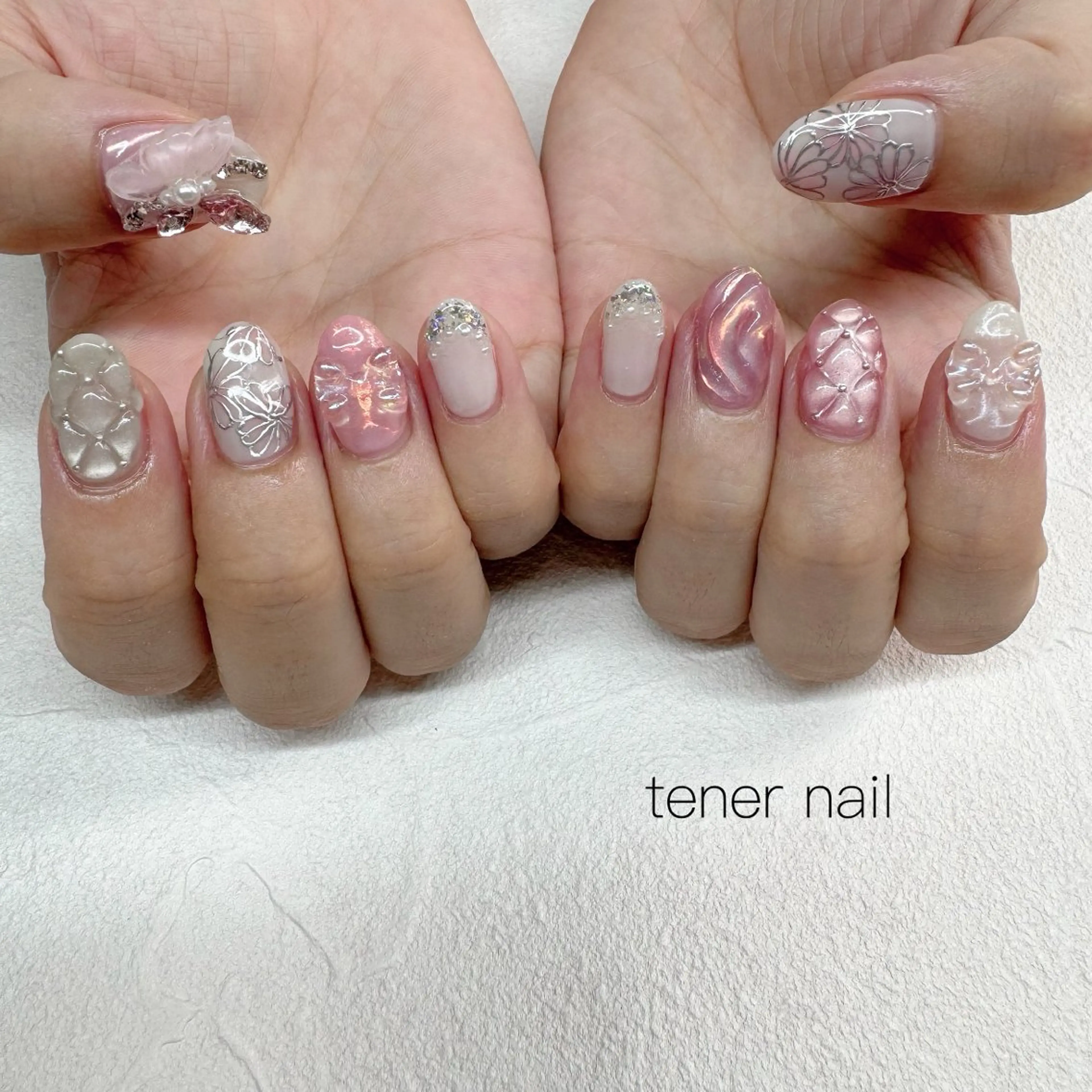 ネイル ピンク ホワイト ハンドネイル tener  nail  テネルネイル所属・テネルネイル tener nailのネイルデザイン