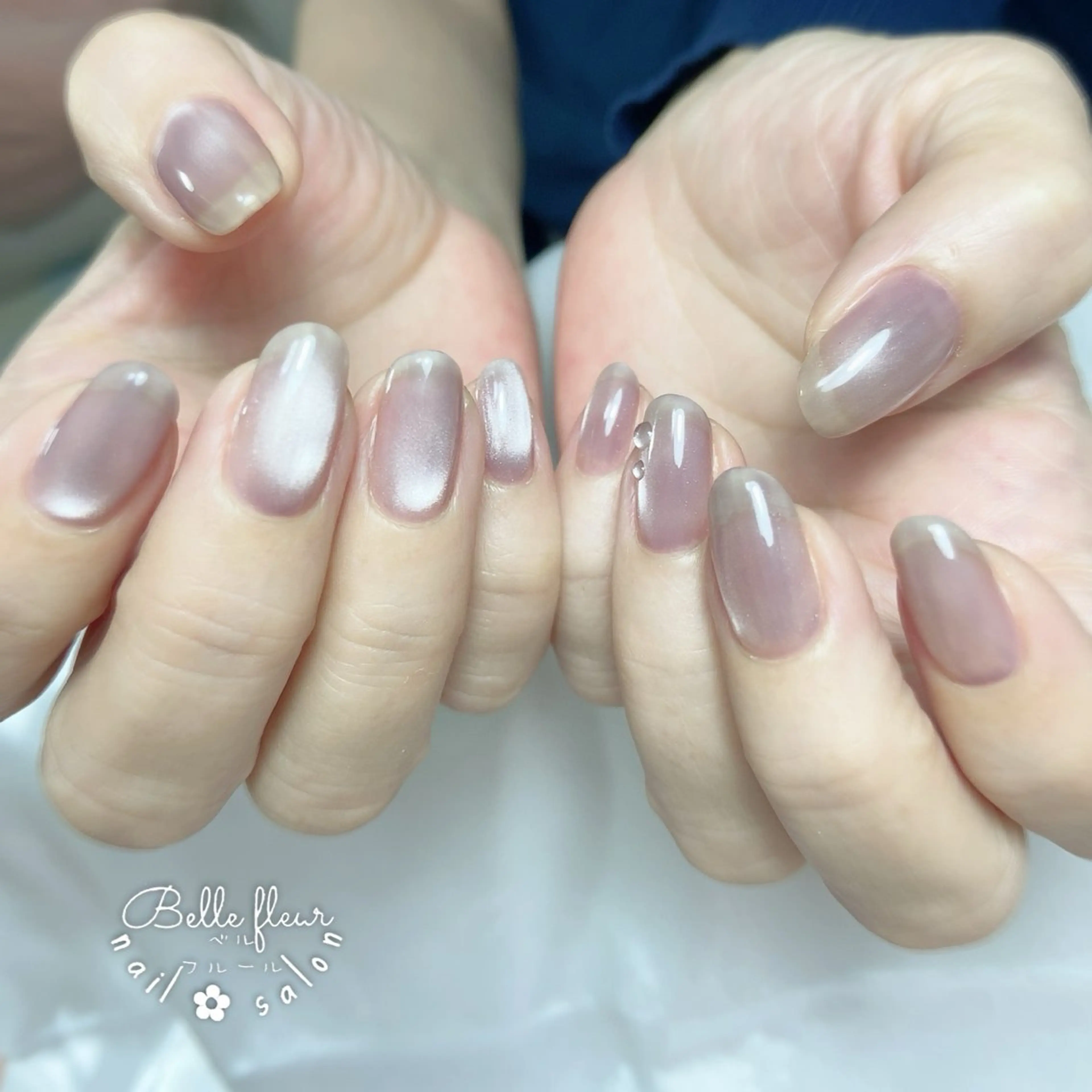 ネイル グリーン マグネットネイル ﾈｲﾙｻﾛﾝ Bellefleurのネイルデザイン