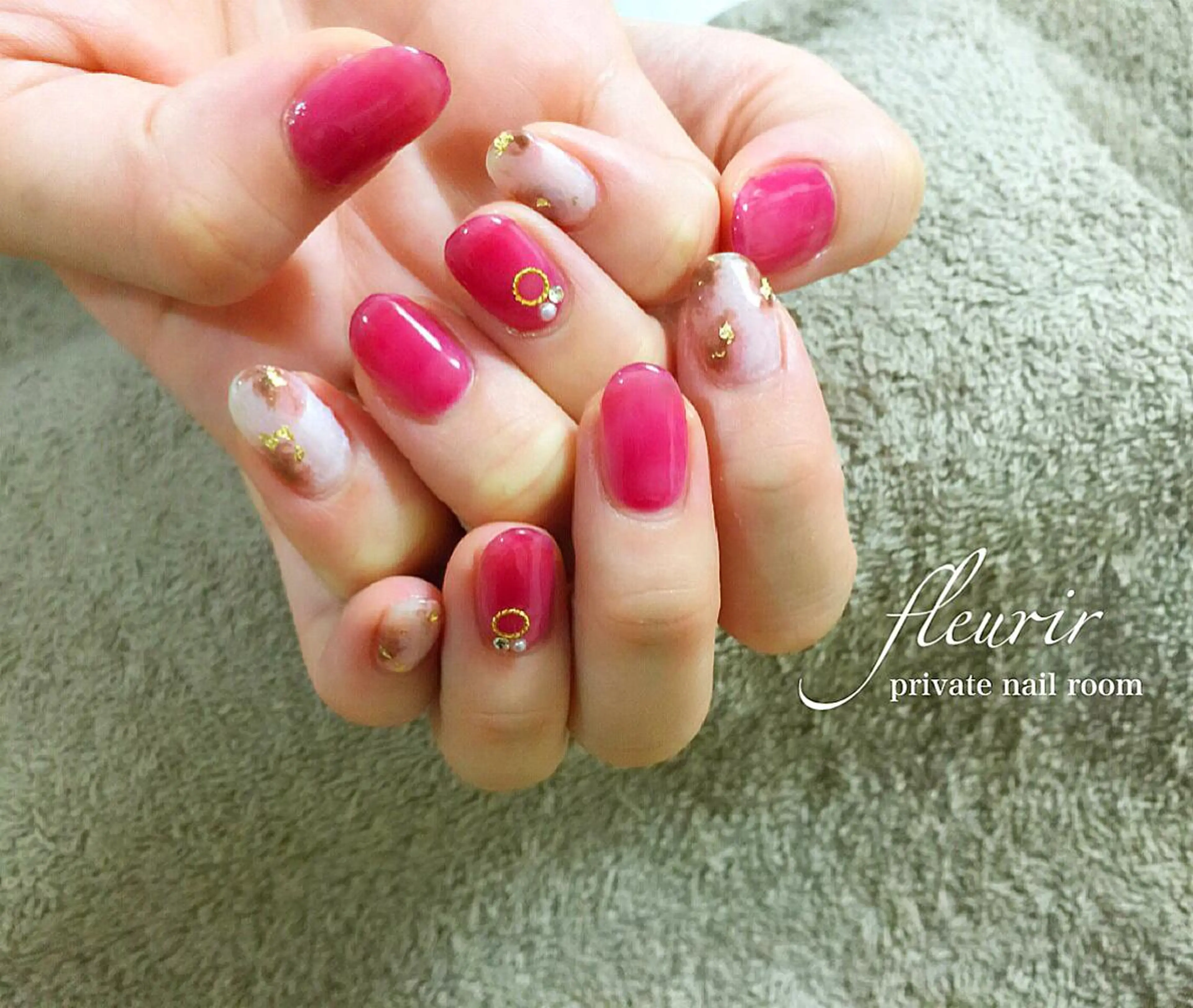 ミディアム パープルカラー フルリール 【プライベートサロンのネイルデザイン