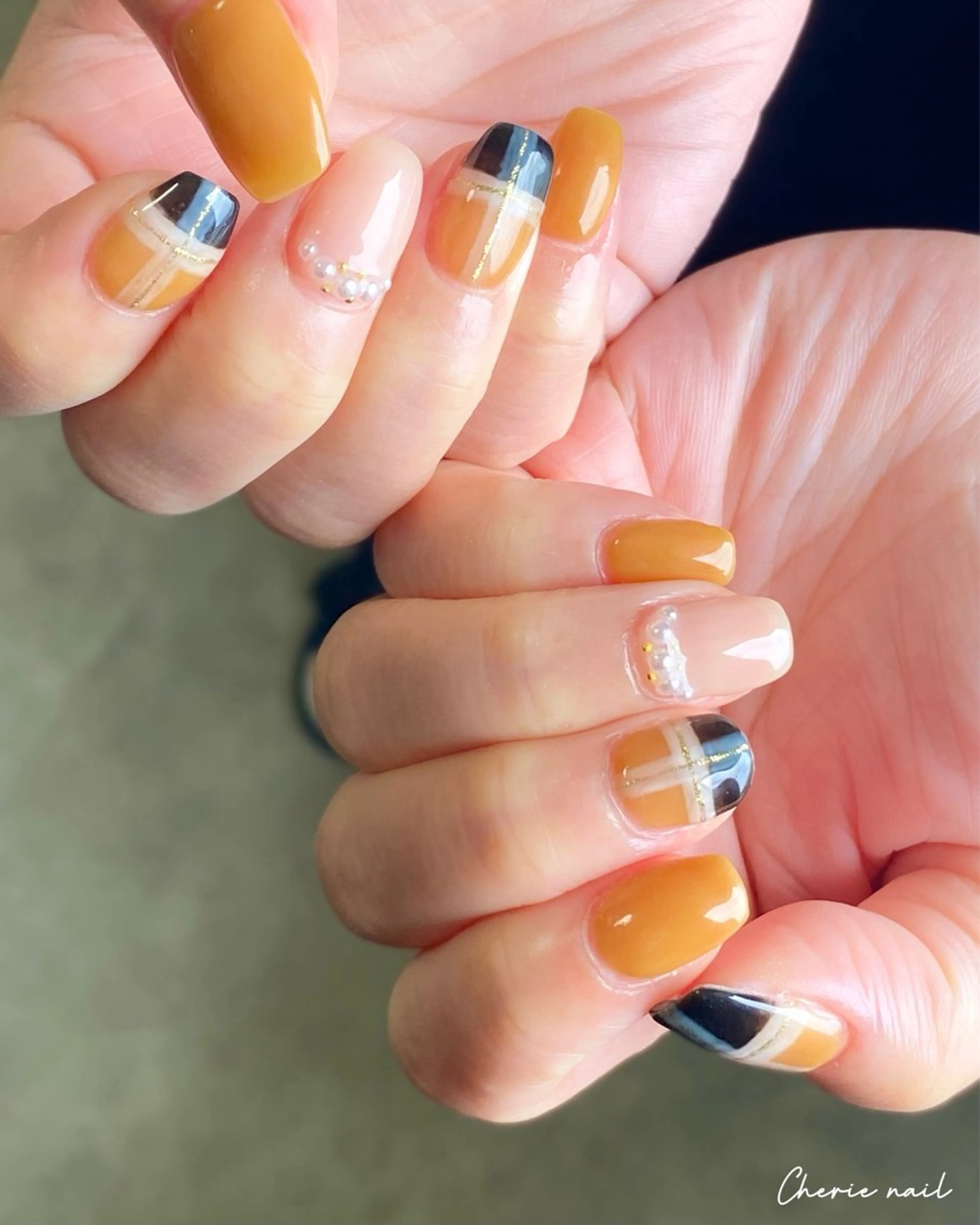 ネイル ジェルネイル オフィスネイル 冬ネイル ハンドネイル Cherienail yunaのネイルデザイン