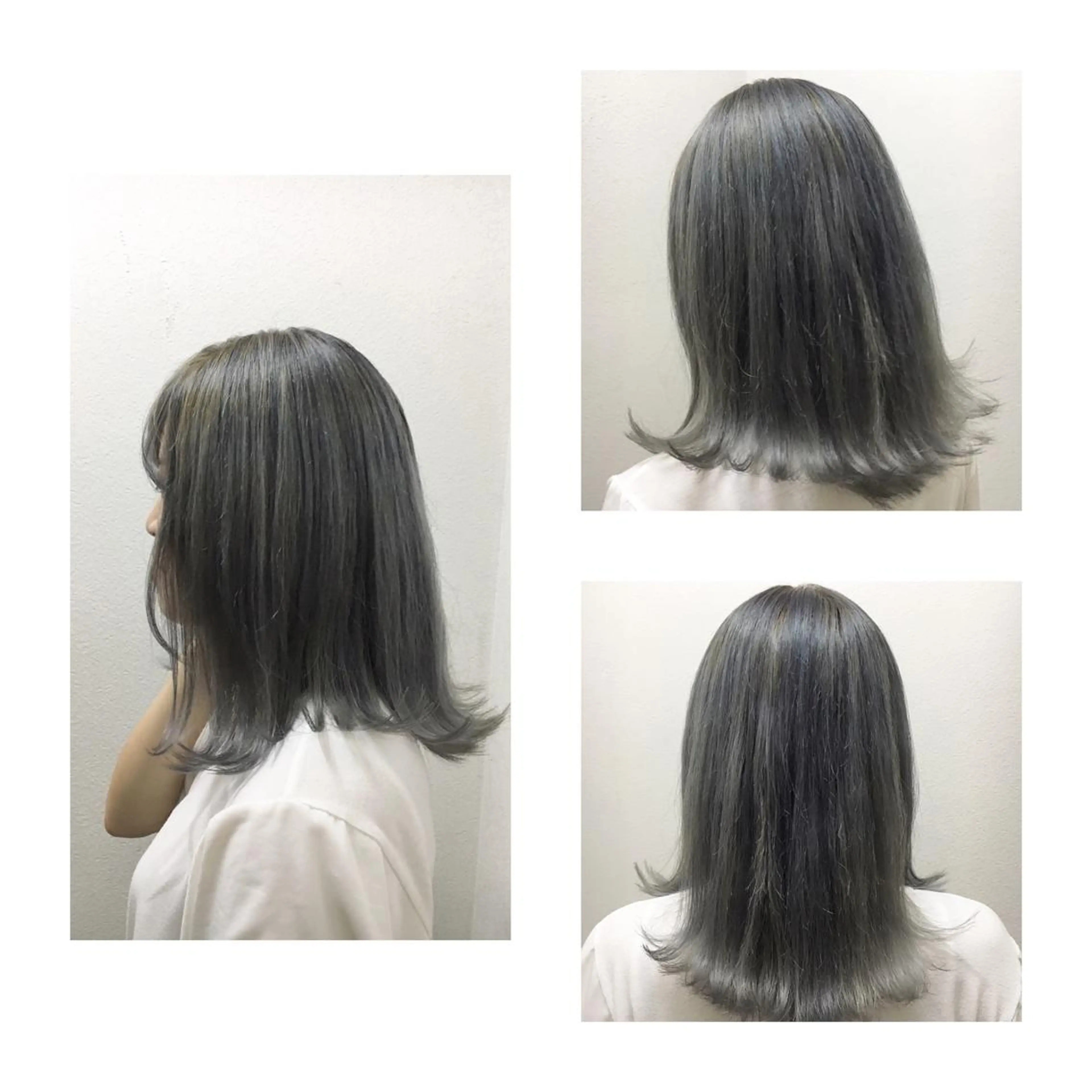 ミディアム カラー アディクシーカラー ブリーチ シルバー JILBLAN京都 ショート/ハイライトのヘアスタイル