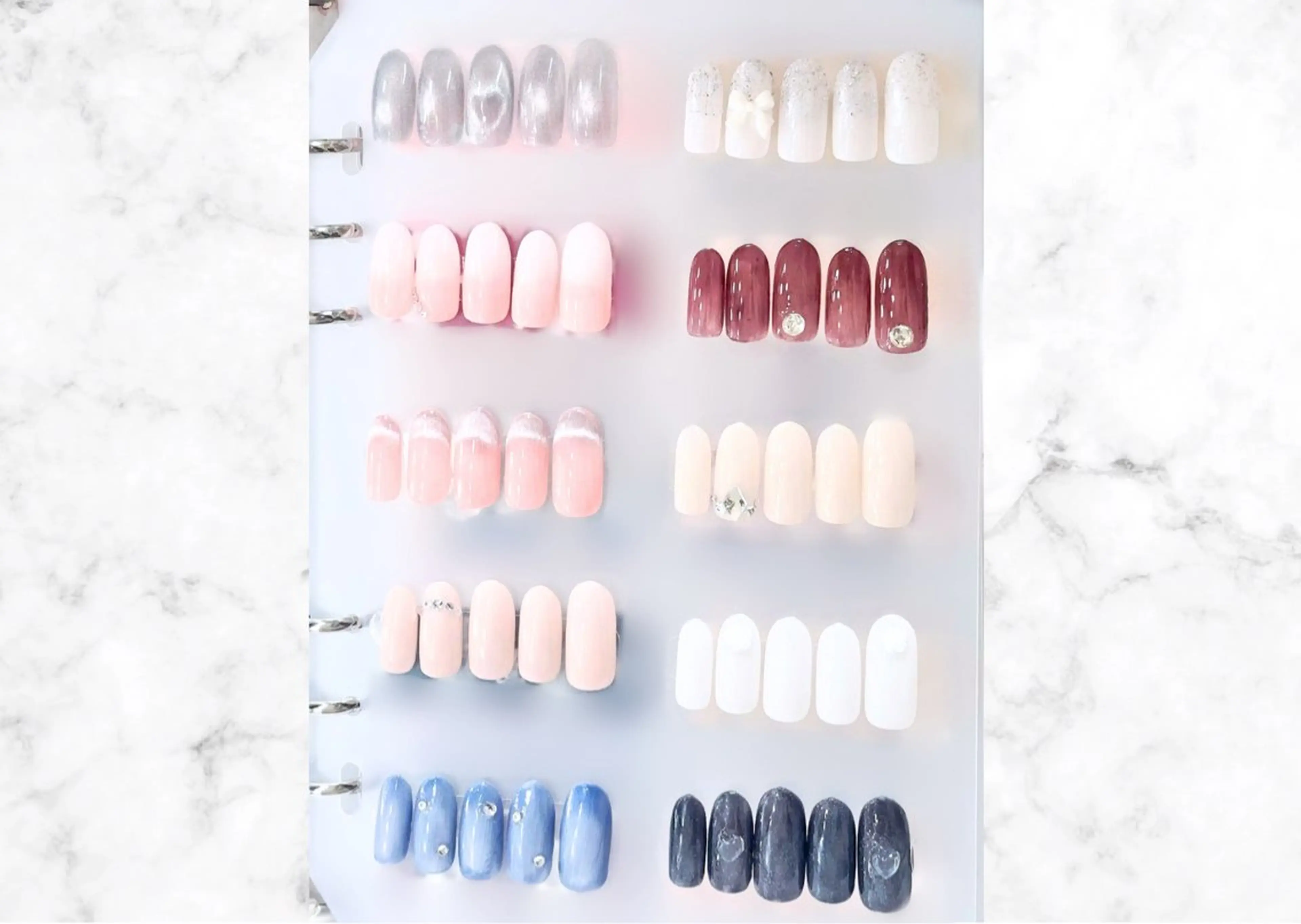 ネイル フレンチネイル ハート 韓国ネイル マグネットネイル マグネットフレンチ ハンドネイル バストアップサロン LUNAのネイルデザイン