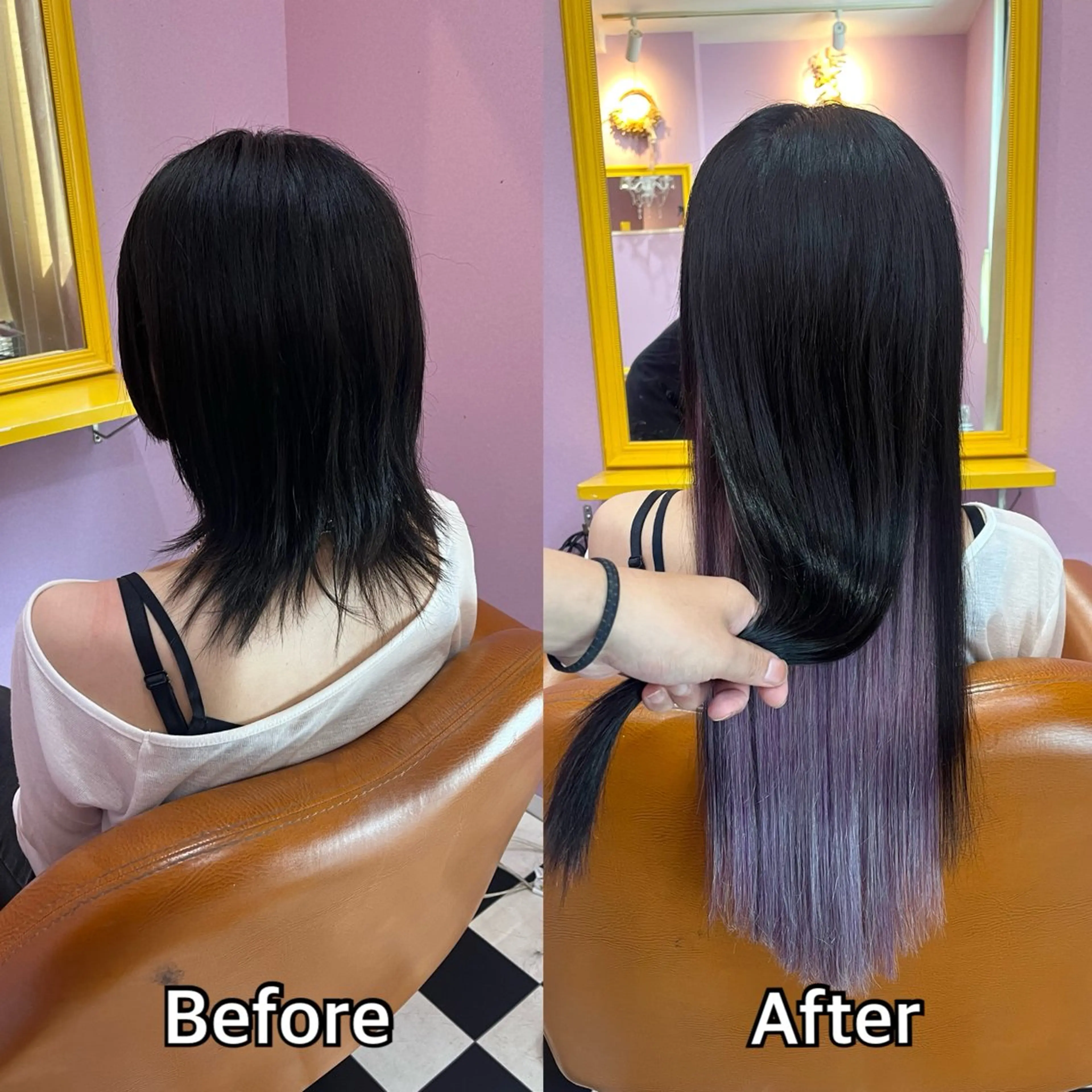 ロング エクステ シール＋ちび編み込み エクステ梅田🐨のヘアスタイル