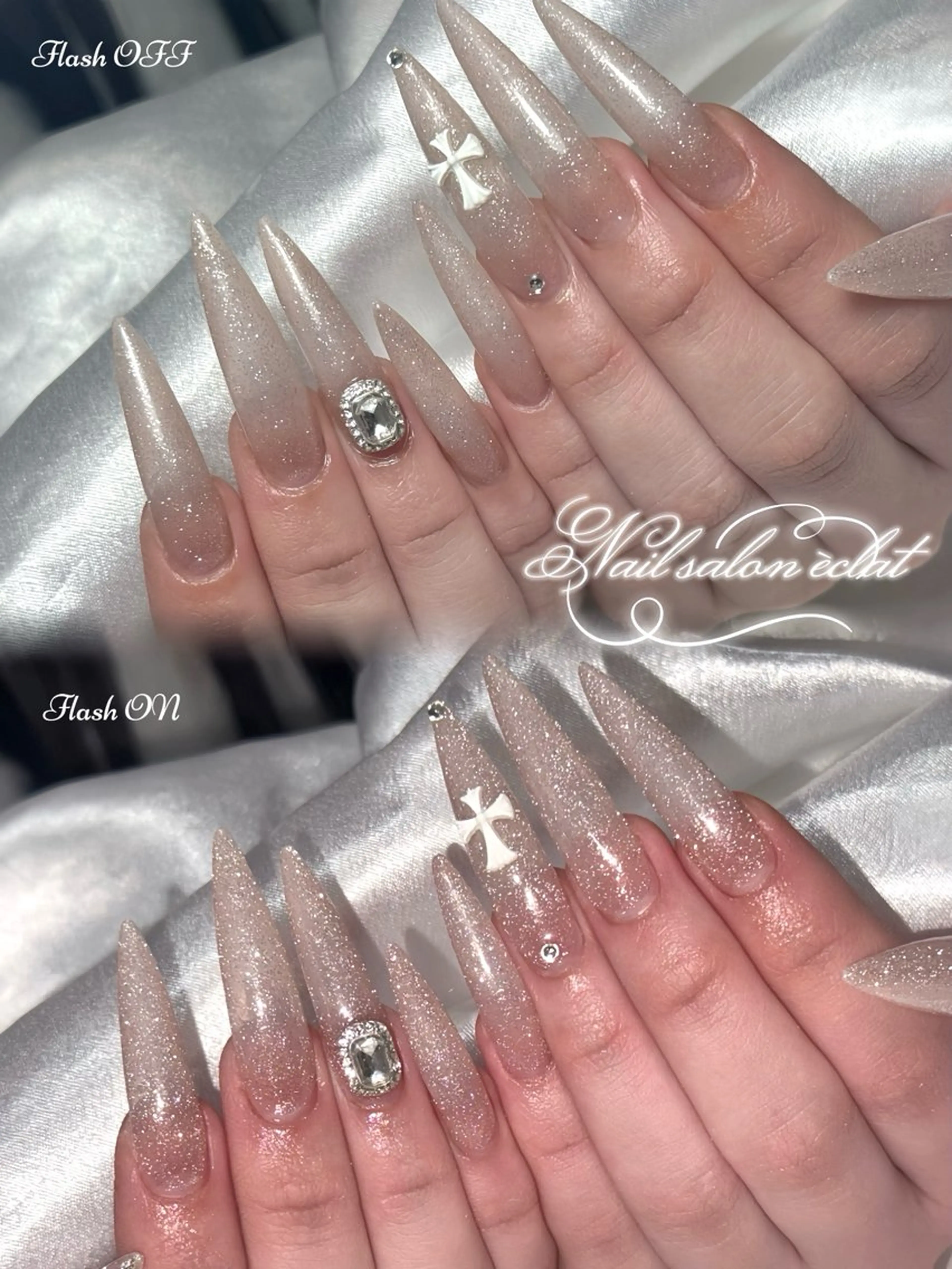 ネイル ロングネイル ピンク ピンクベージュ ハンドネイル éclat ⸝꙳.⋆ 栄｜久屋大通のネイルデザイン