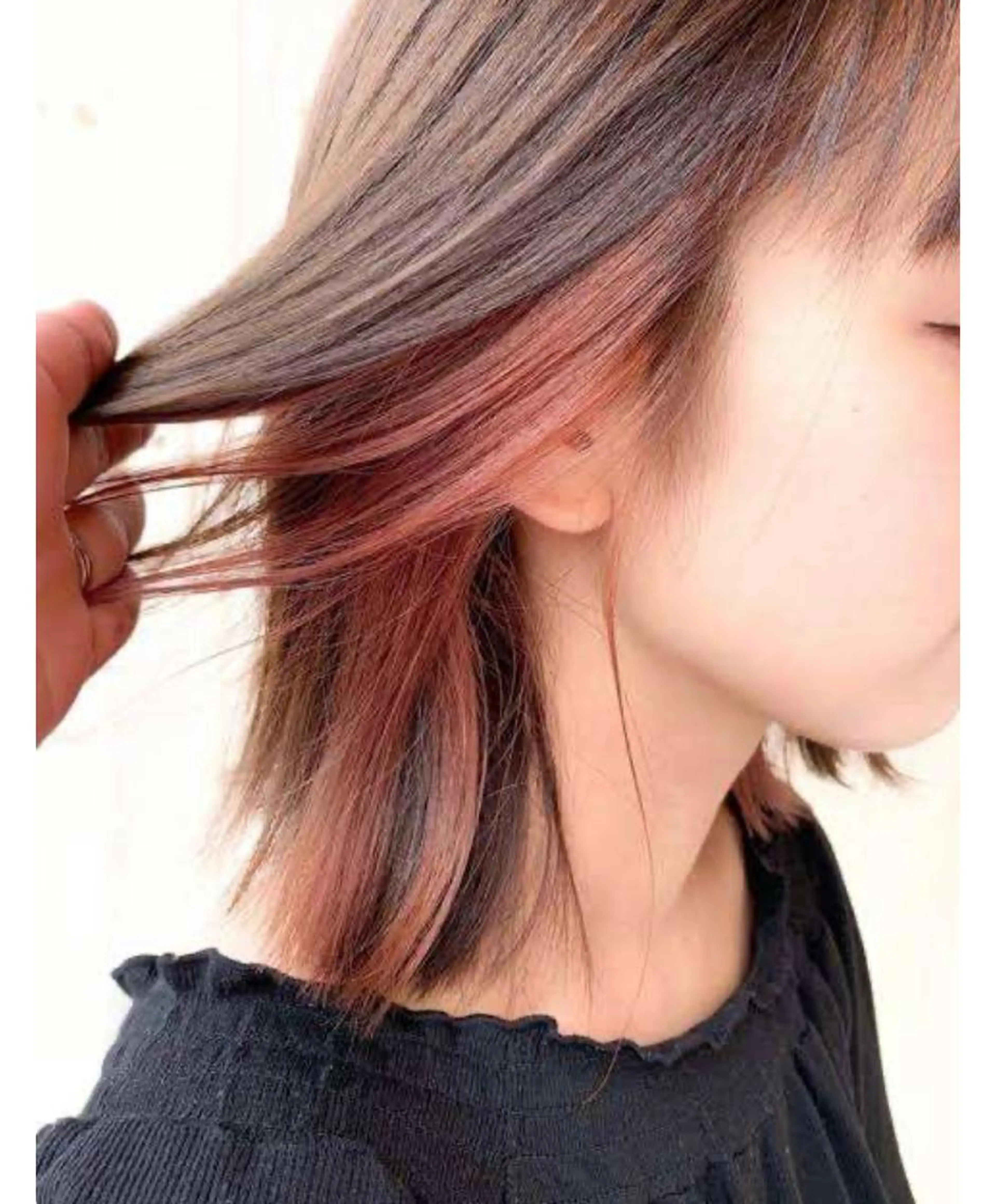 インナーカラー　フェイスフレーミング　(ダブルブリーチ込み)暖色　寒色などの写真