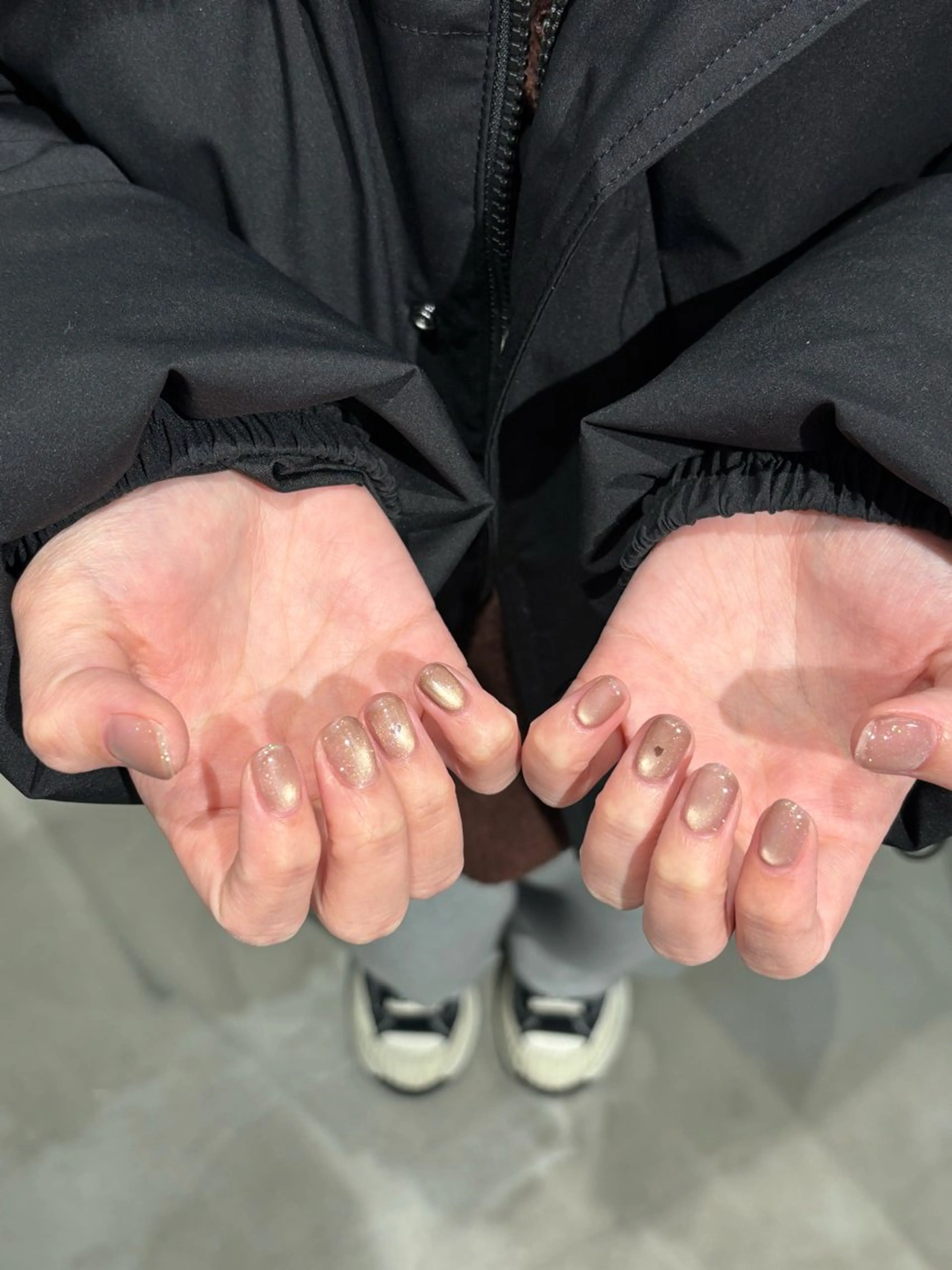 ネイル ハート キラキラネイル ラメ(グリッター) マグネットネイル 清家 楓夏のネイルデザイン