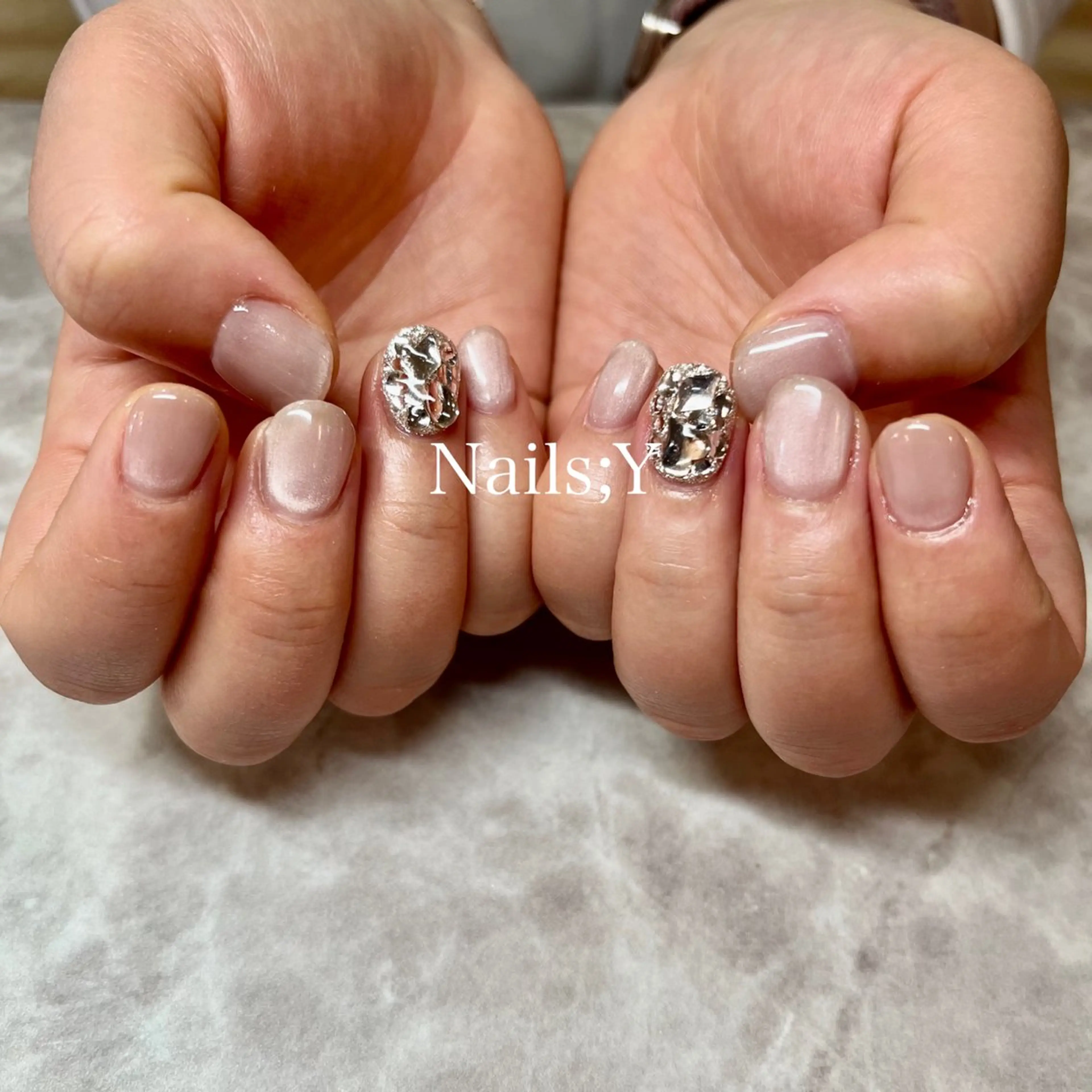 ネイル ラメ(グリッター) マグネットネイル ショートネイル ストーンネイル ハンドネイル yo koのネイルデザイン