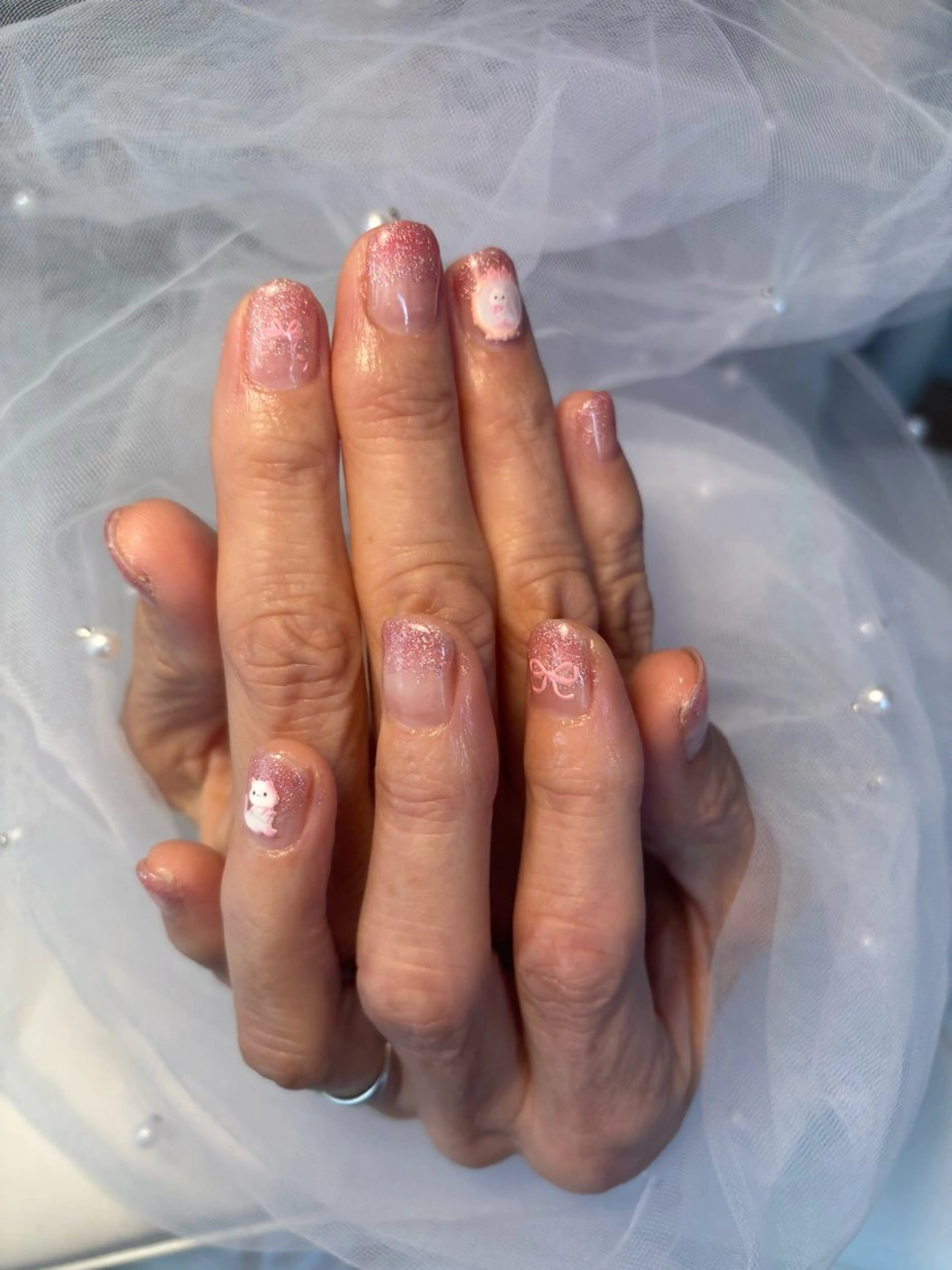 ネイル フラッシュネイル フットネイル フレンチネイル ジェルネイル ガラスフレンチ Nail salon Natulalのネイルデザイン