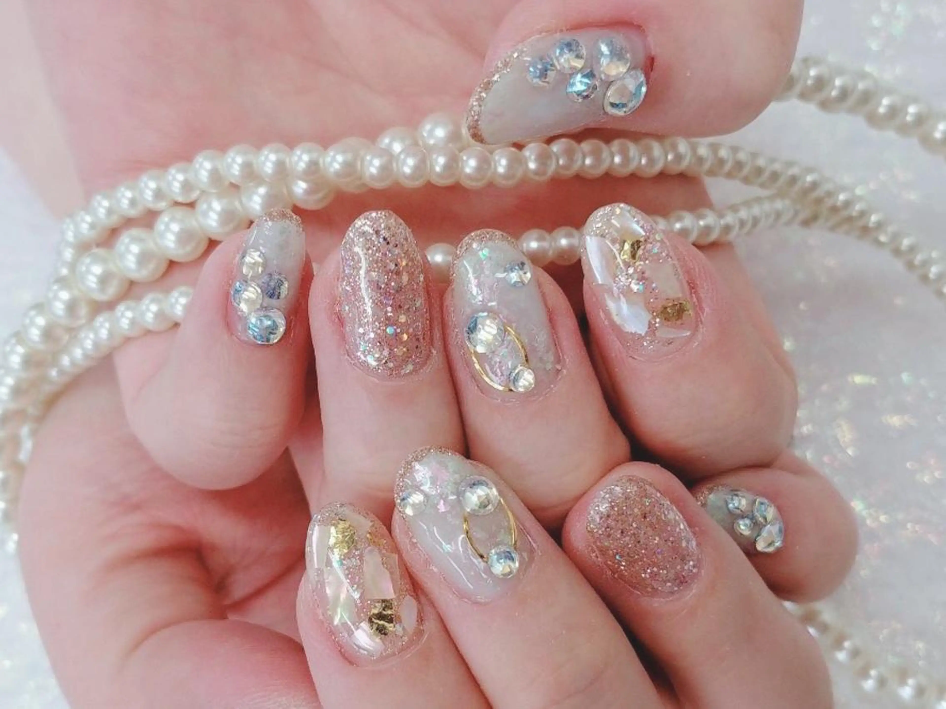 ネイル ブルー キラキラネイル ラメ(グリッター) Nail lieNのネイルデザイン