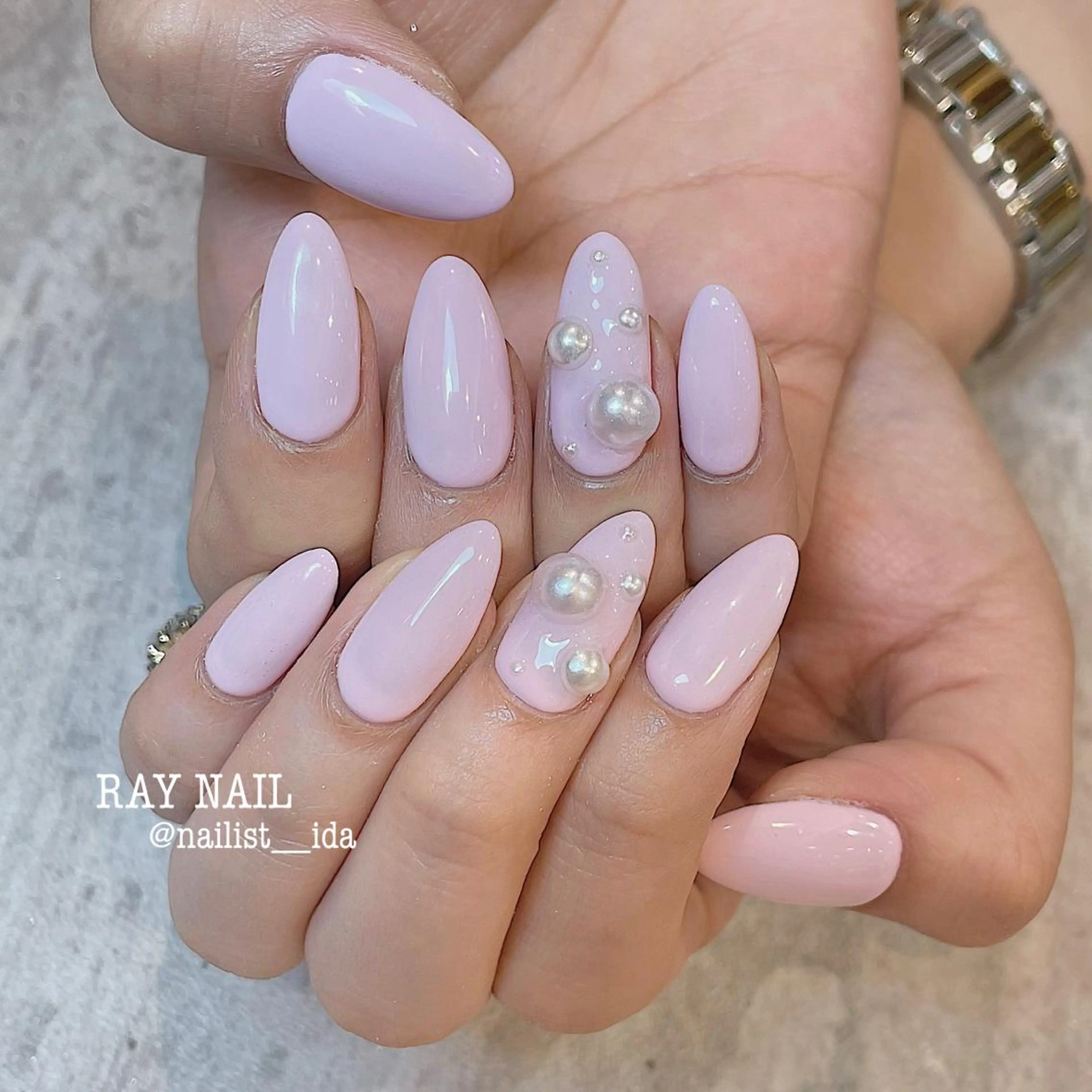 ネイル ワンカラーネイル ピンク Arowa 伊田のネイルデザイン