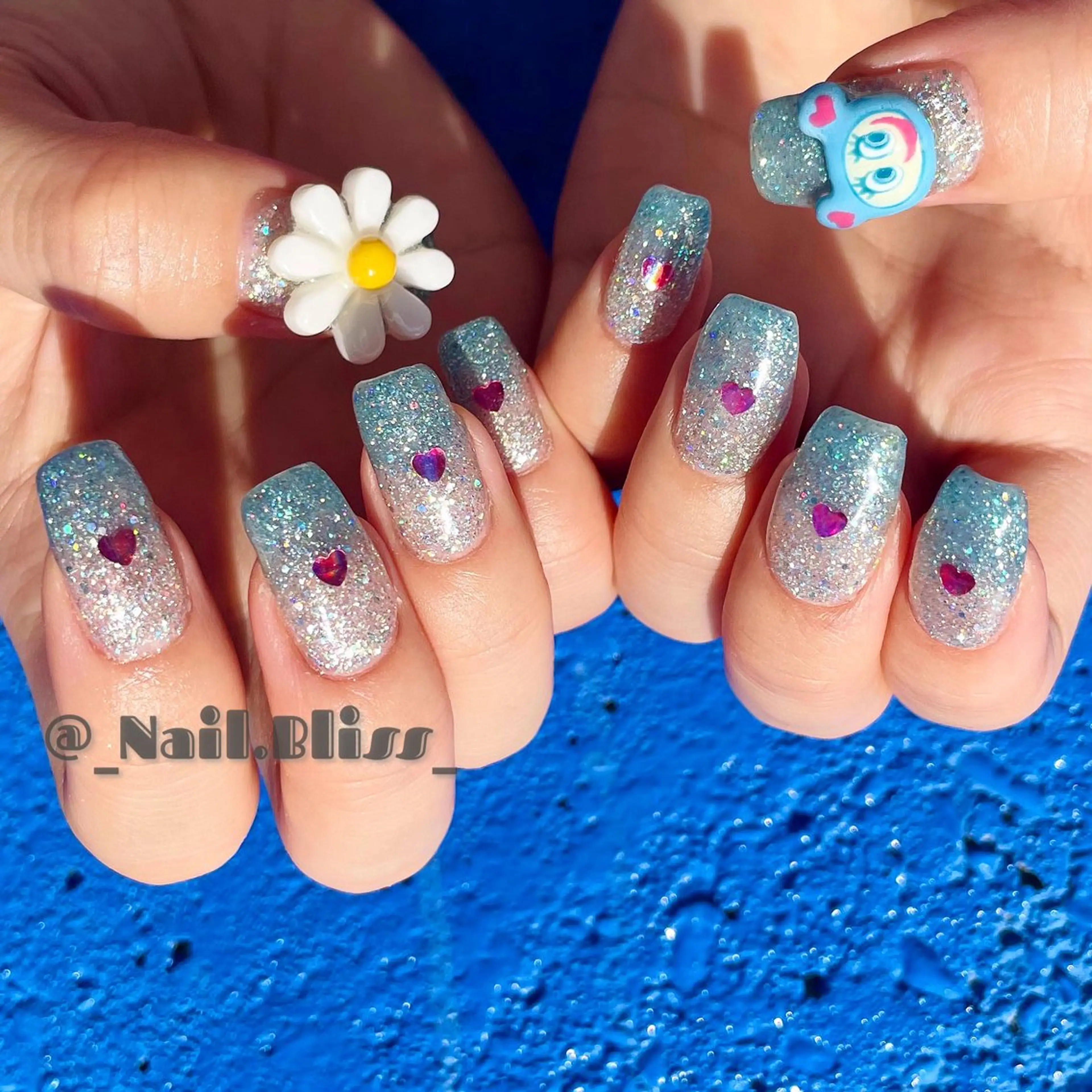 ネイル ブルー ジェルネイル ハンドネイル NAIL BLISSのネイルデザイン