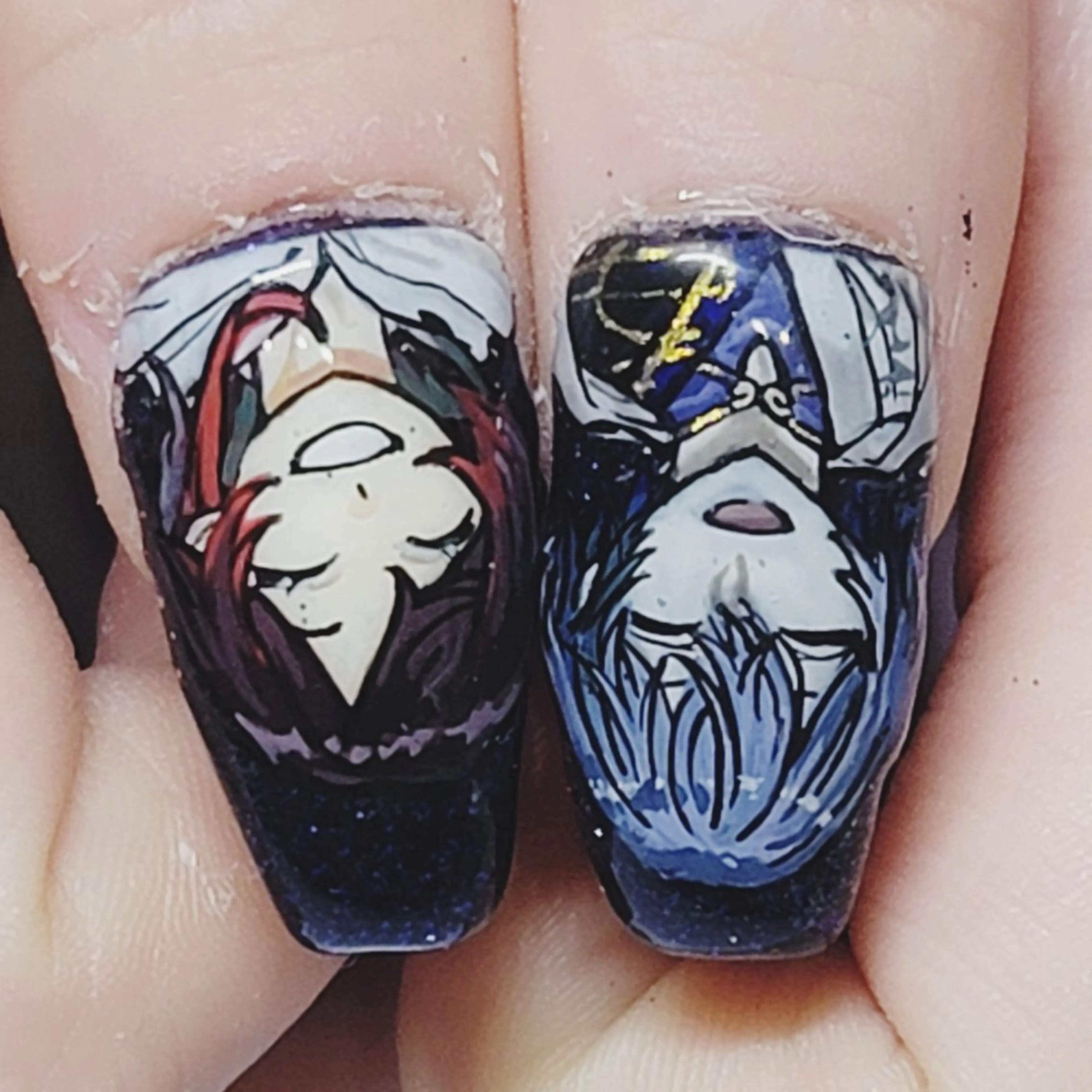 ネイル アートネイル ラメ(グリッター) ネイビー ワンカラーネイル ハンドネイル よしだ ひろきのネイルデザイン