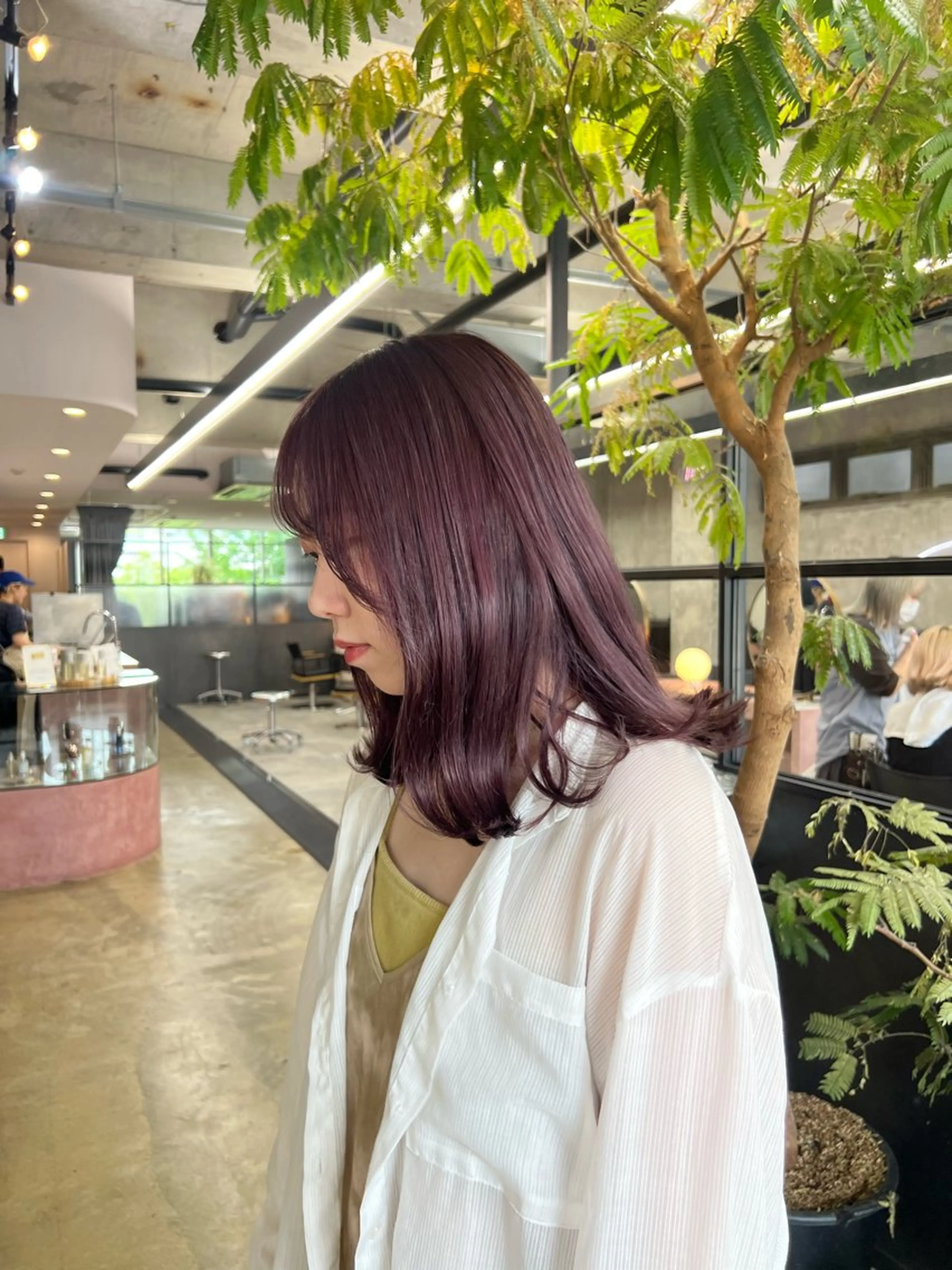 ミディアム カラー ラベンダーカラー ピンクカラー ピンクラベンダー era所属・azumi/ボブ/暖 色/オリーブ/縮毛のヘアスタイル