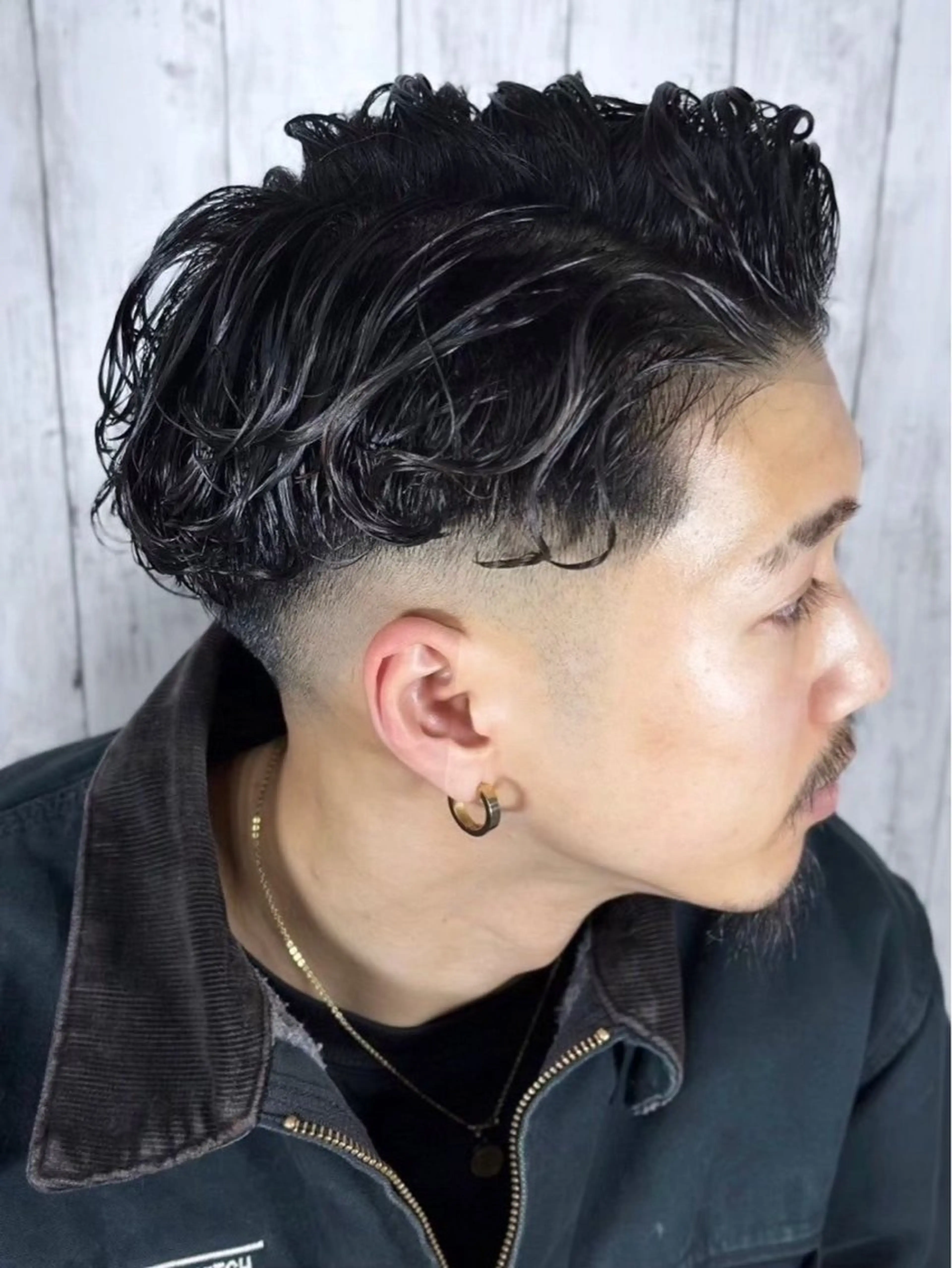 ミディアム パーマ ヘアアレンジ メンズ カット パーマ プレミアムバーバー新宿店所属・⚡️メンズ特化⚡️ 倉林 隼大のヘアスタイル