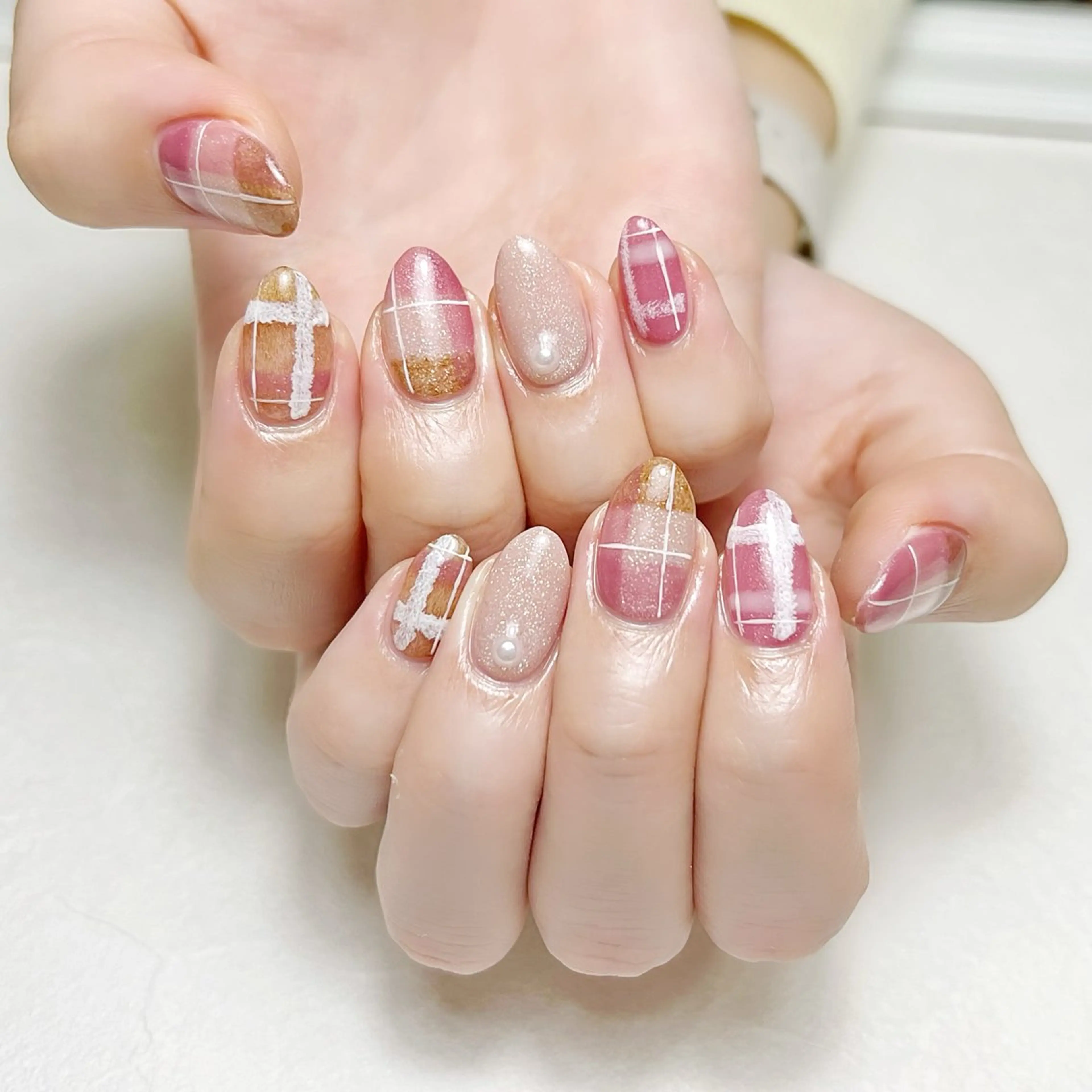 ネイル アートネイル ピンク 冬ネイル rouse nail RISATOのネイルデザイン