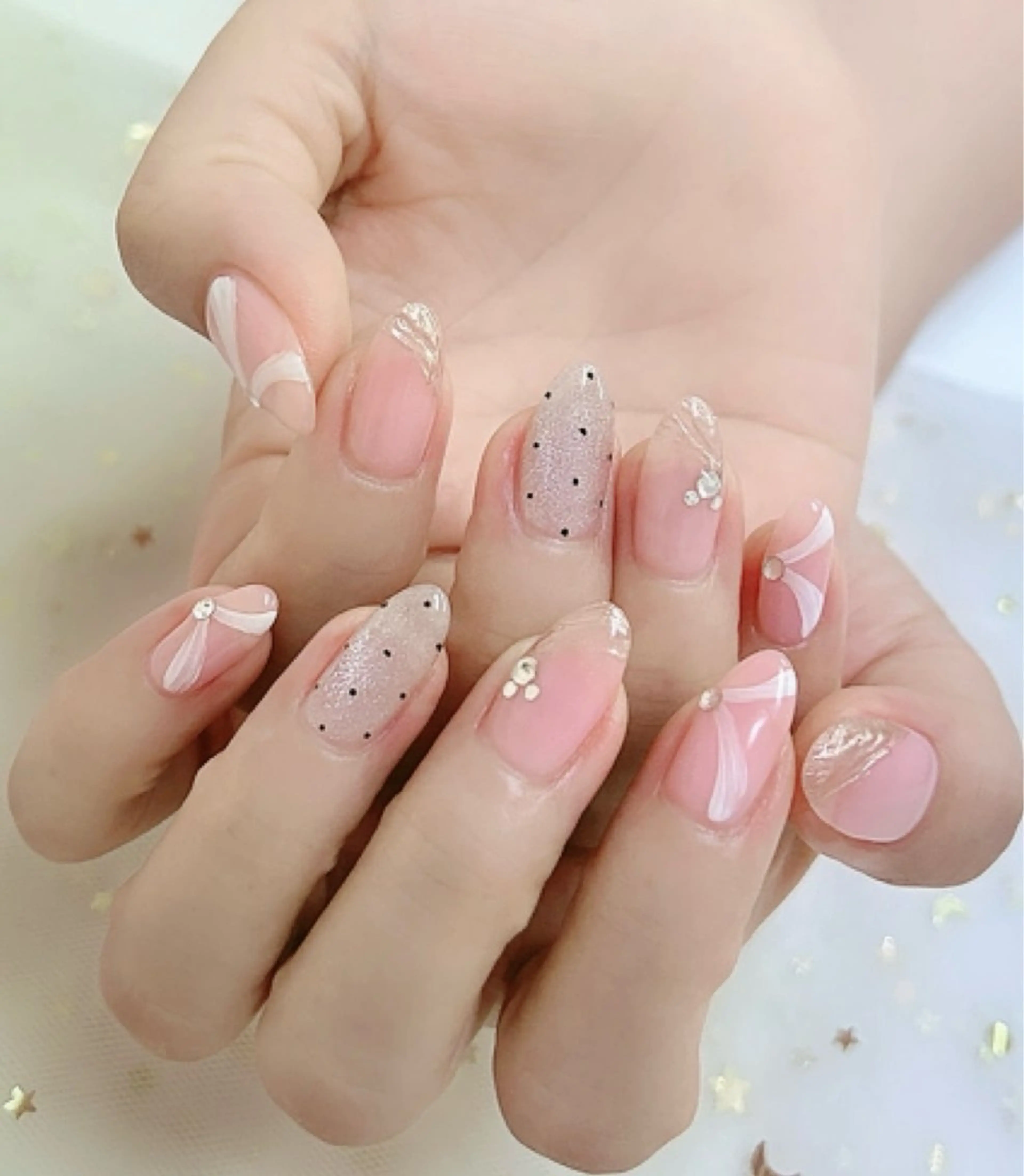 ネイル マグネットネイル ミラーネイル ハンドネイル 上福岡 らんらんのネイルデザイン