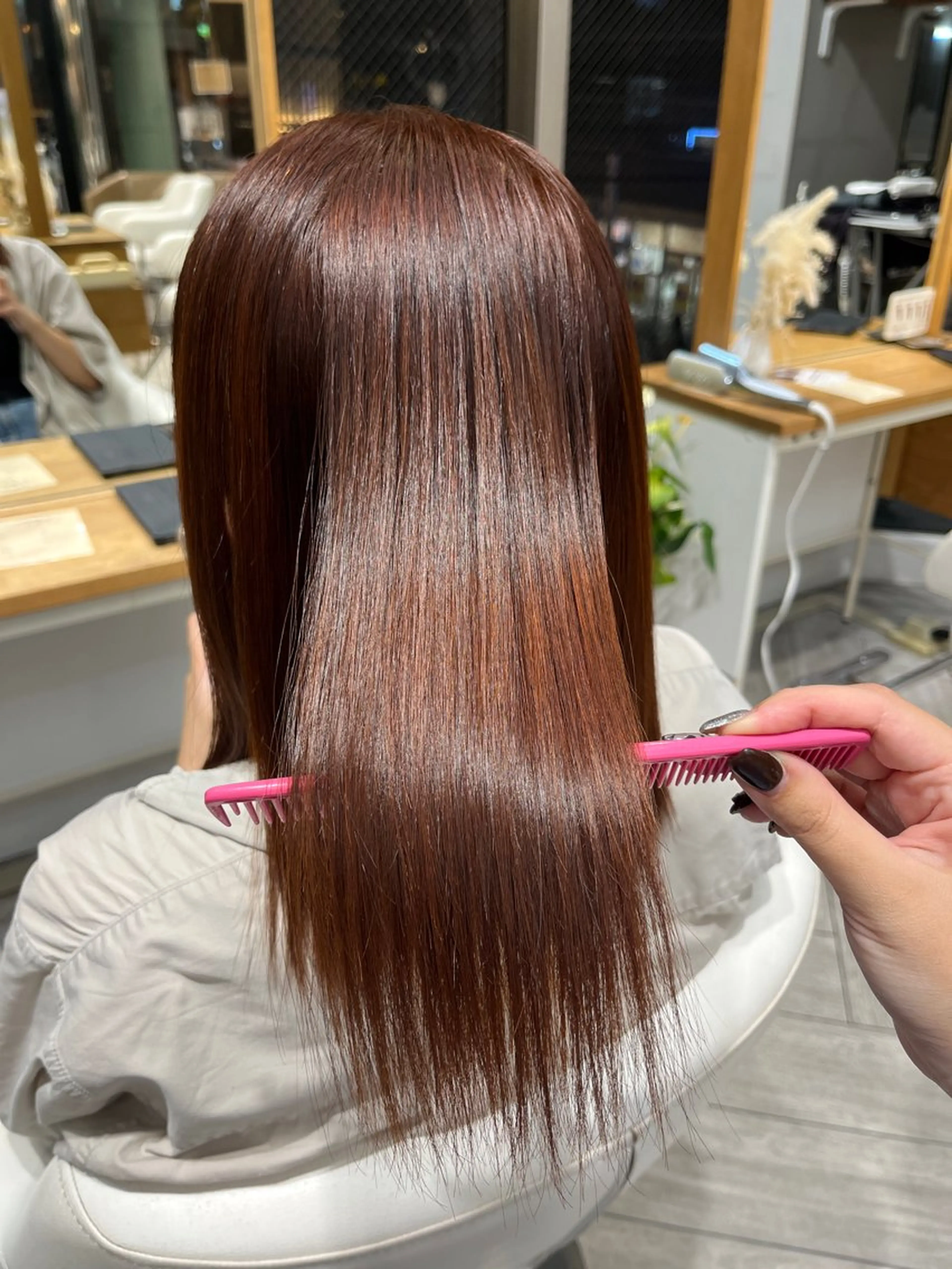 セミロング カラー ブラウンカラー オレンジ オレンジブラウン カット ヘアカラー AVANCE. chisatoのヘアスタイル