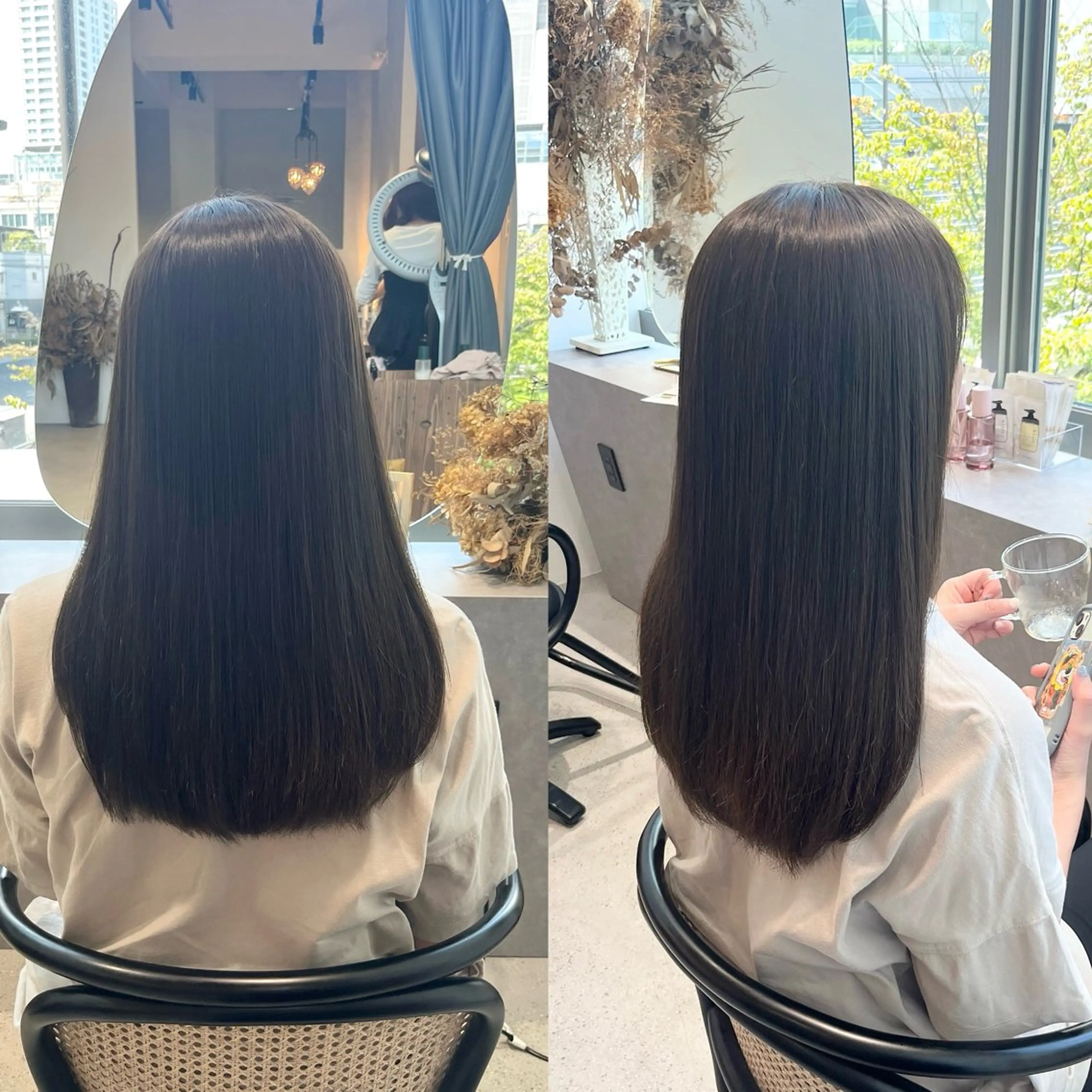 ロング カラー グレージュ オリーブグレージュ オリーブグレー ヘアカラー トリートメント 池谷 茉耶のヘアスタイル