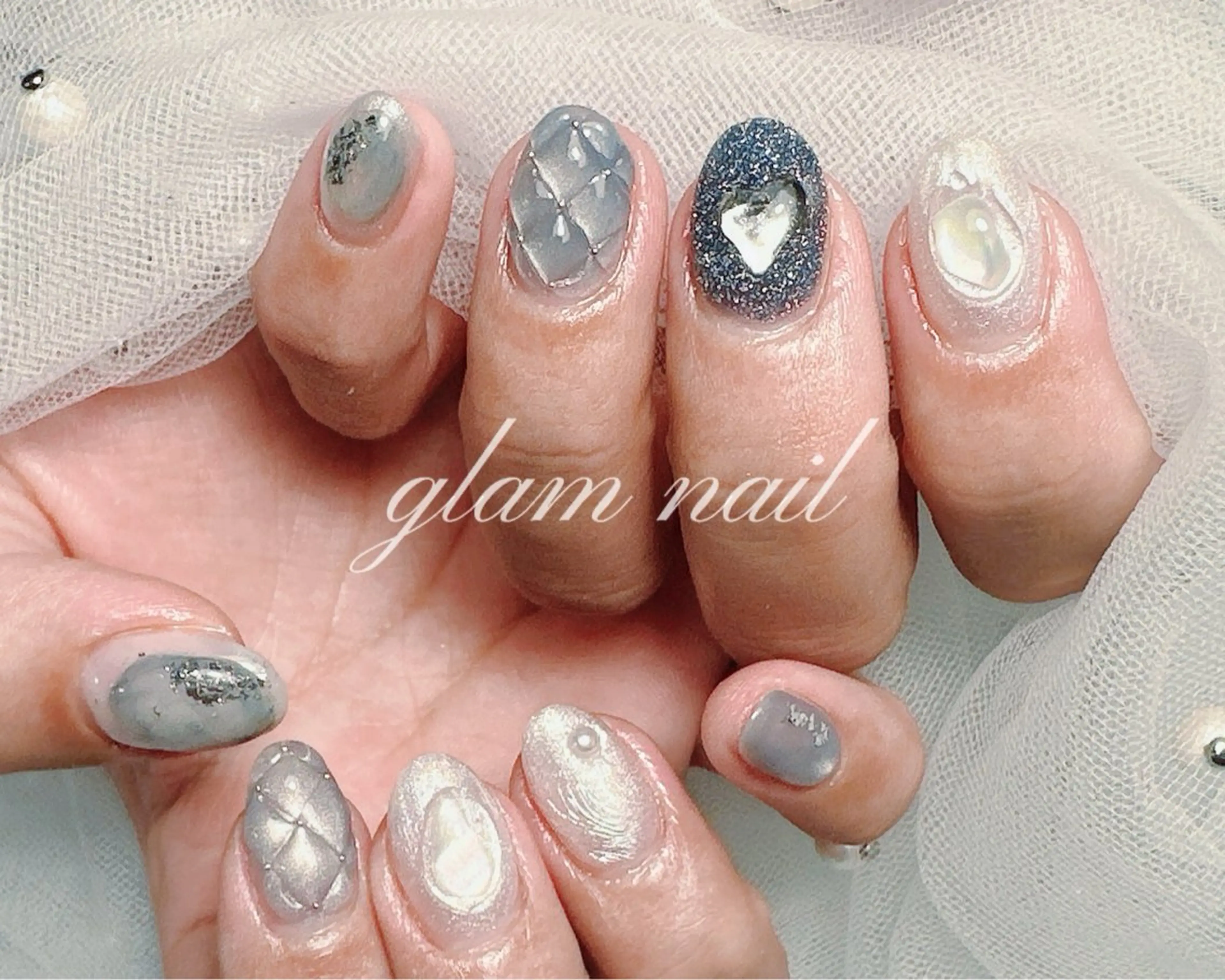 ネイル ハンドネイル エツメ💅 長さだし🎀デザインのネイルデザイン