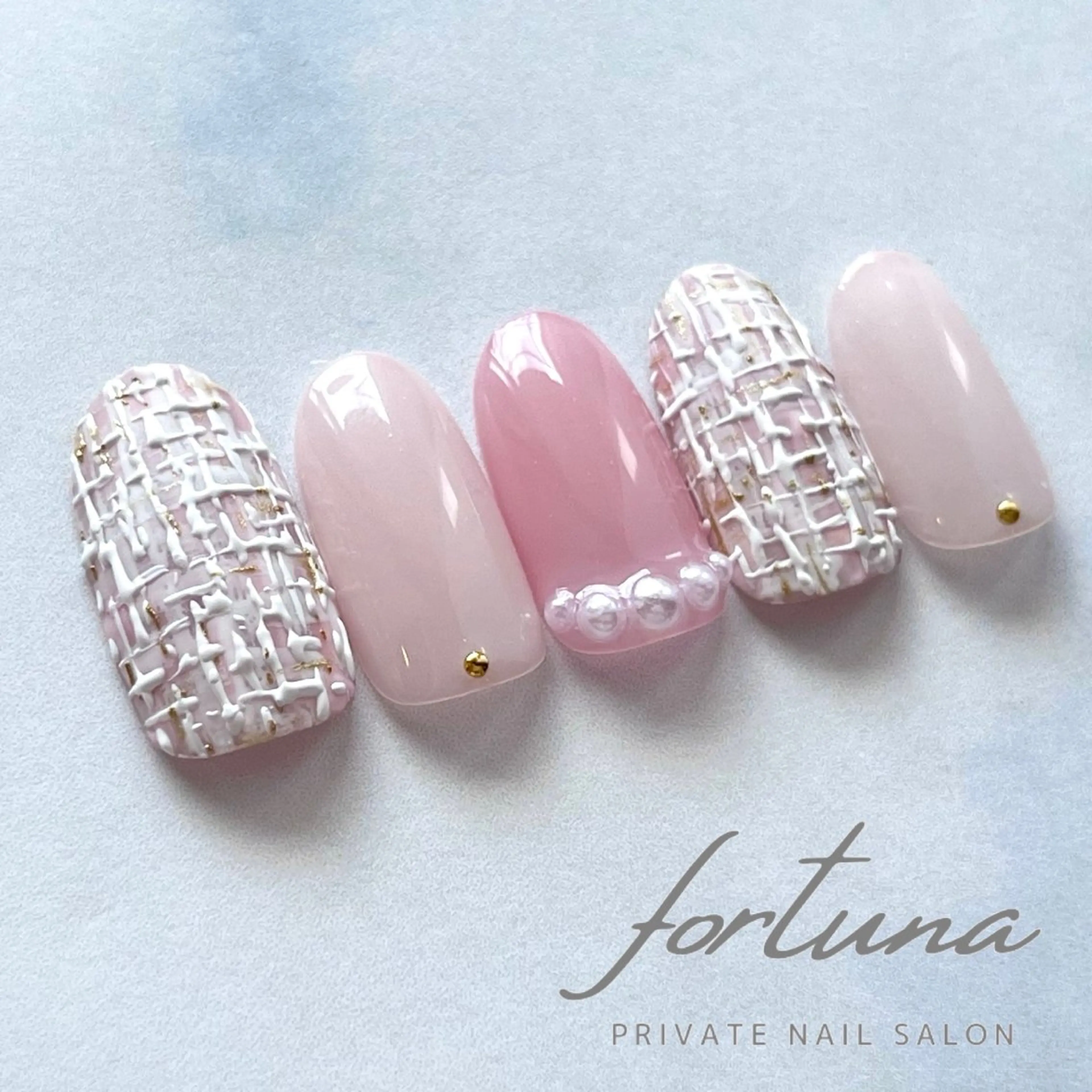 ネイル ツイードネイル 冬ネイル ハンドネイル fortuna 武藤裕美のネイルデザイン