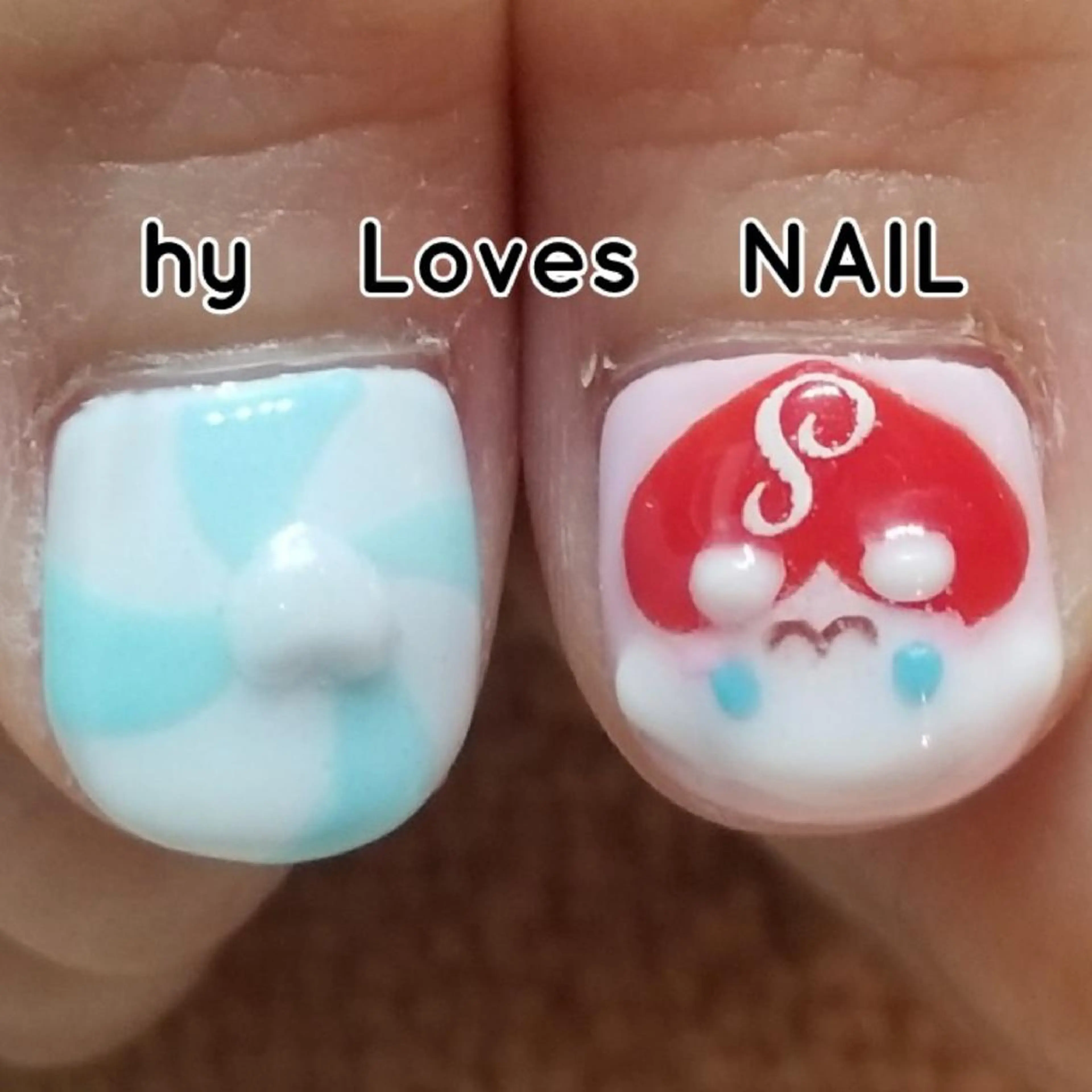 ネイル 水色 ピンク ハンドネイル よしだ ひろきのネイルデザイン