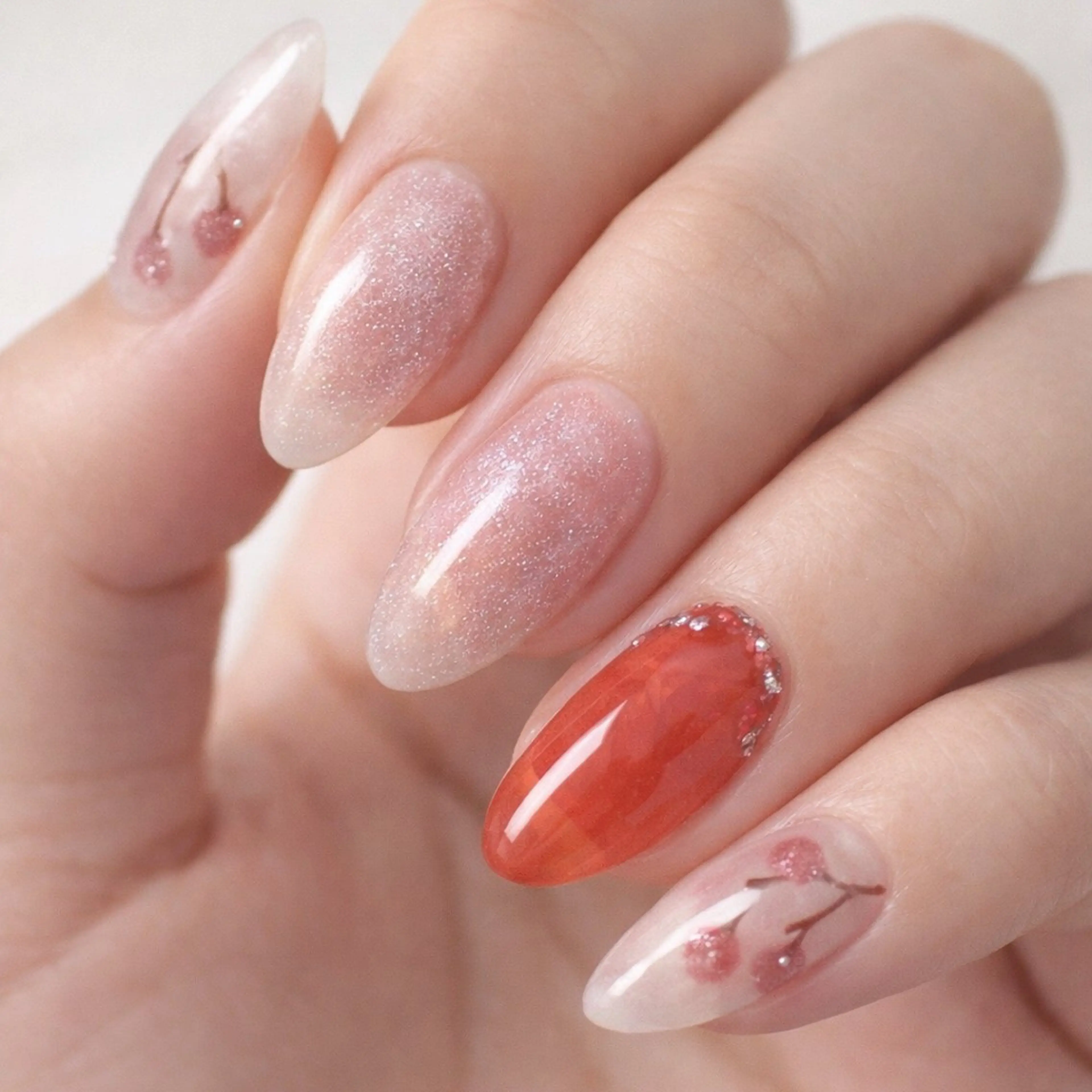 ネイル アートネイル キラキラネイル ラメ(グリッター) オフィスネイル ピンク ハンドネイル Kii nailのネイルデザイン