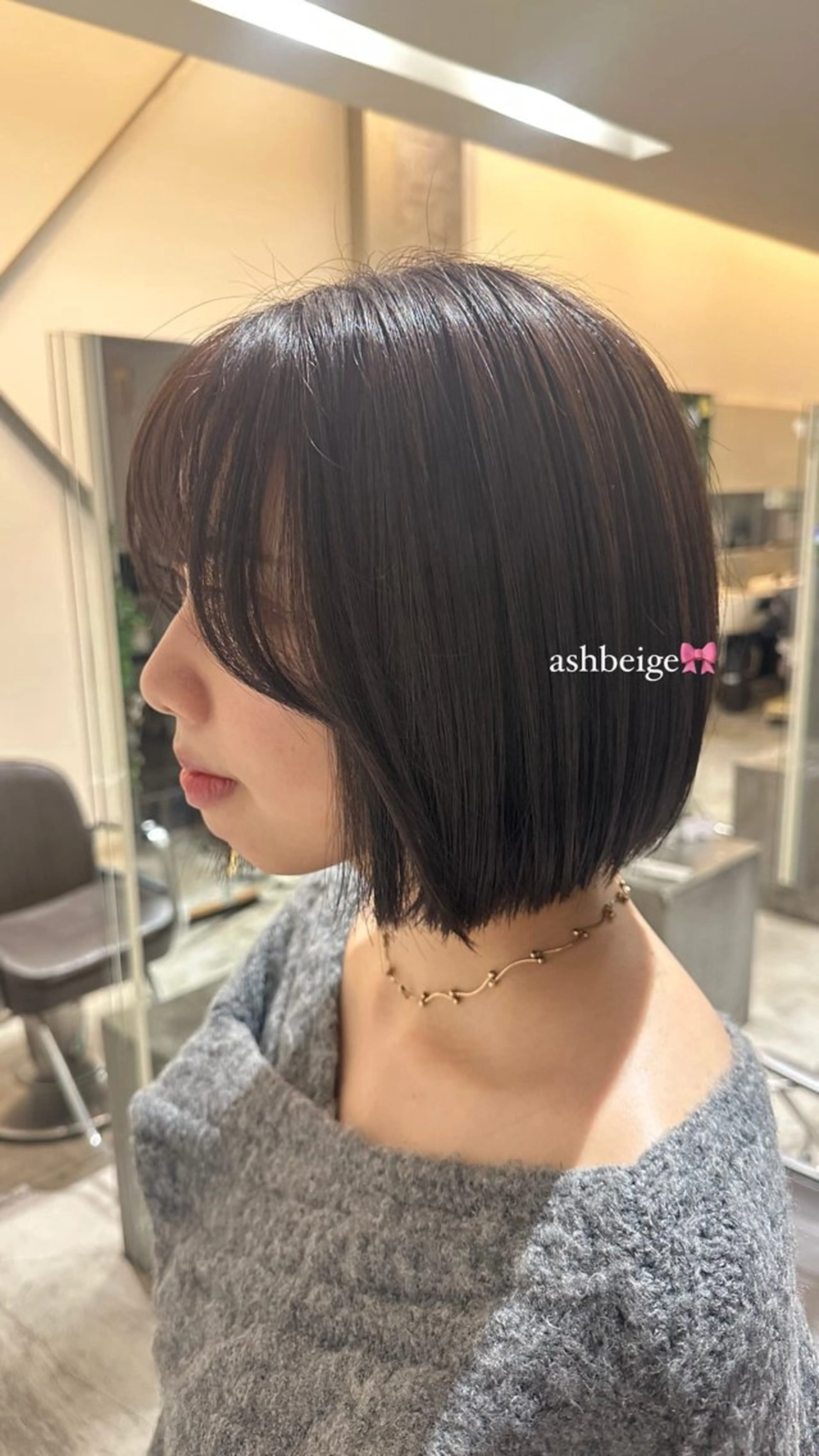 ショート カラー アッシュ アッシュグレー アッシュグレージュ 透明感カラー グレージュ 垣内 奈緒のヘアスタイル