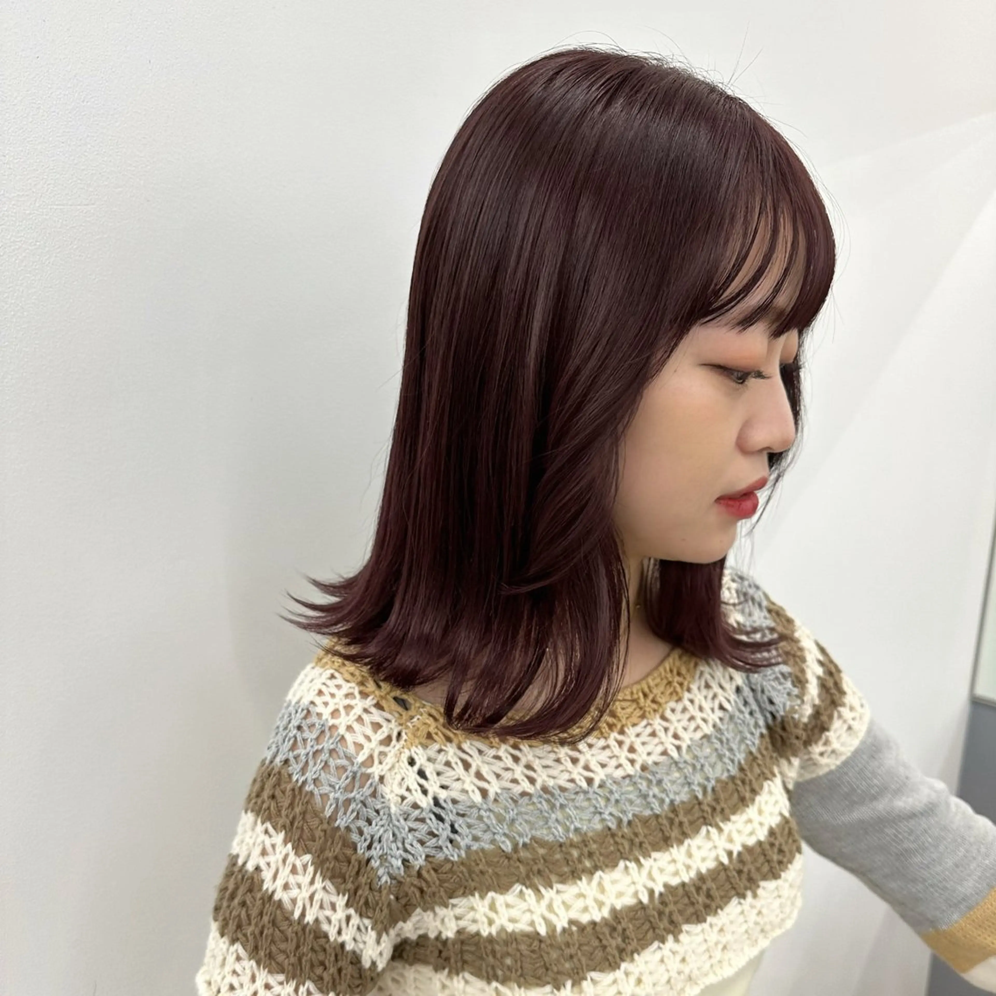 ミディアム カラー 顔まわりカット/艶髪 カラー✨けいとのヘアスタイル