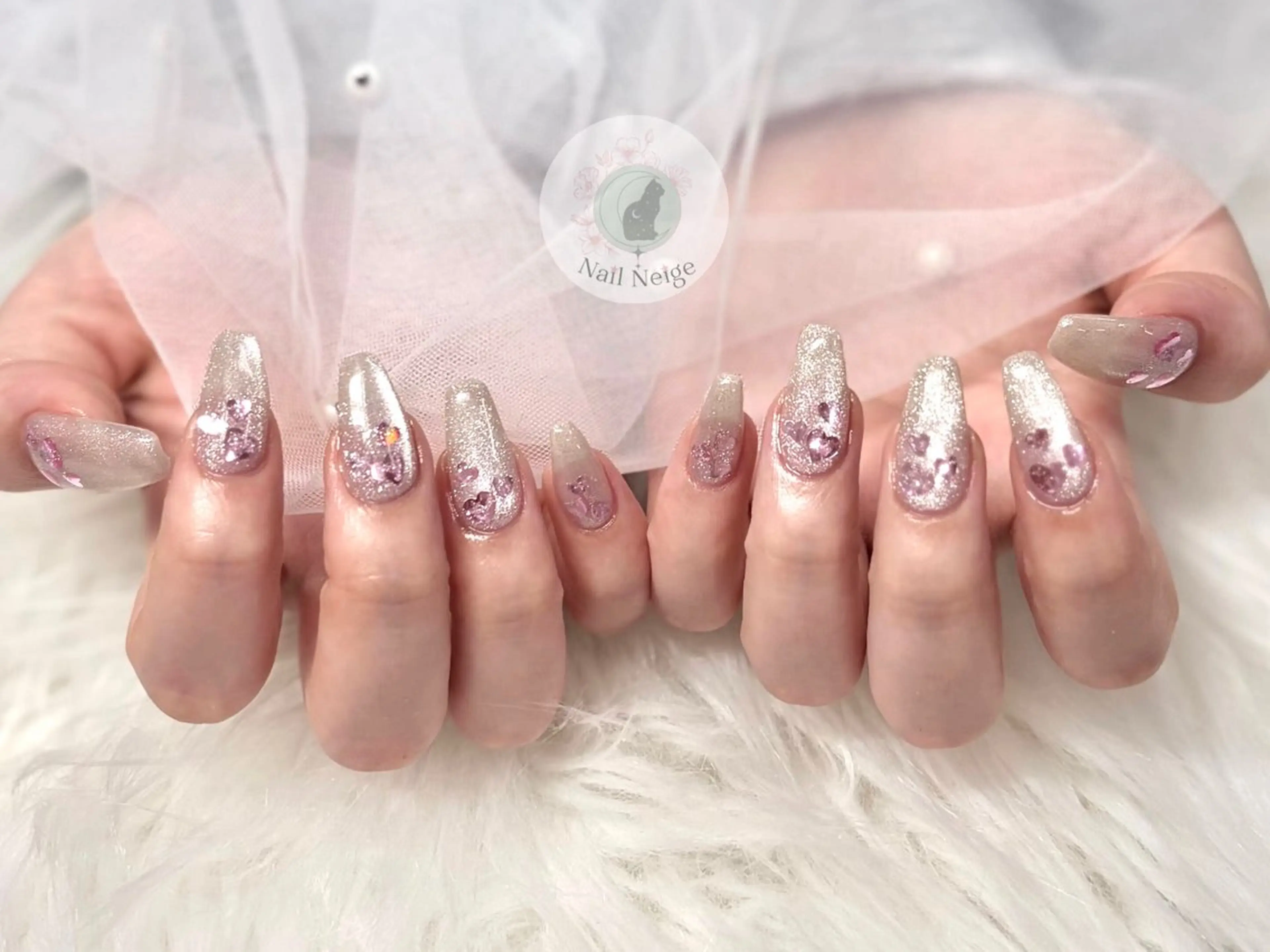 ネイル アートネイル ジェルネイル 韓国ネイル マグネットネイル 持ち込み ハンドネイル Nail Neige🐈🌙のネイルデザイン