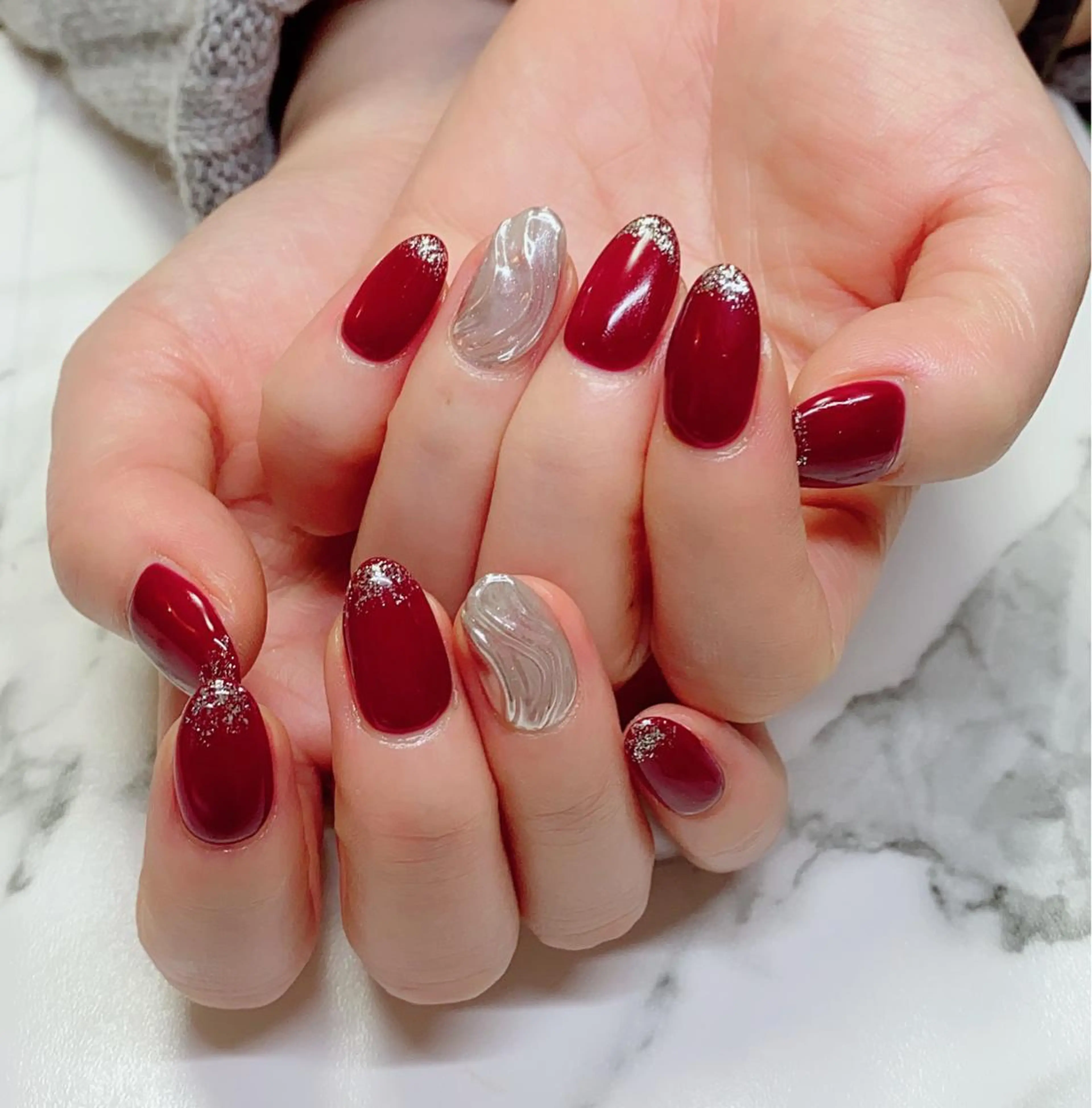 カラー ネイル アートネイル ラメ(グリッター) Q Free nailsのネイルデザイン