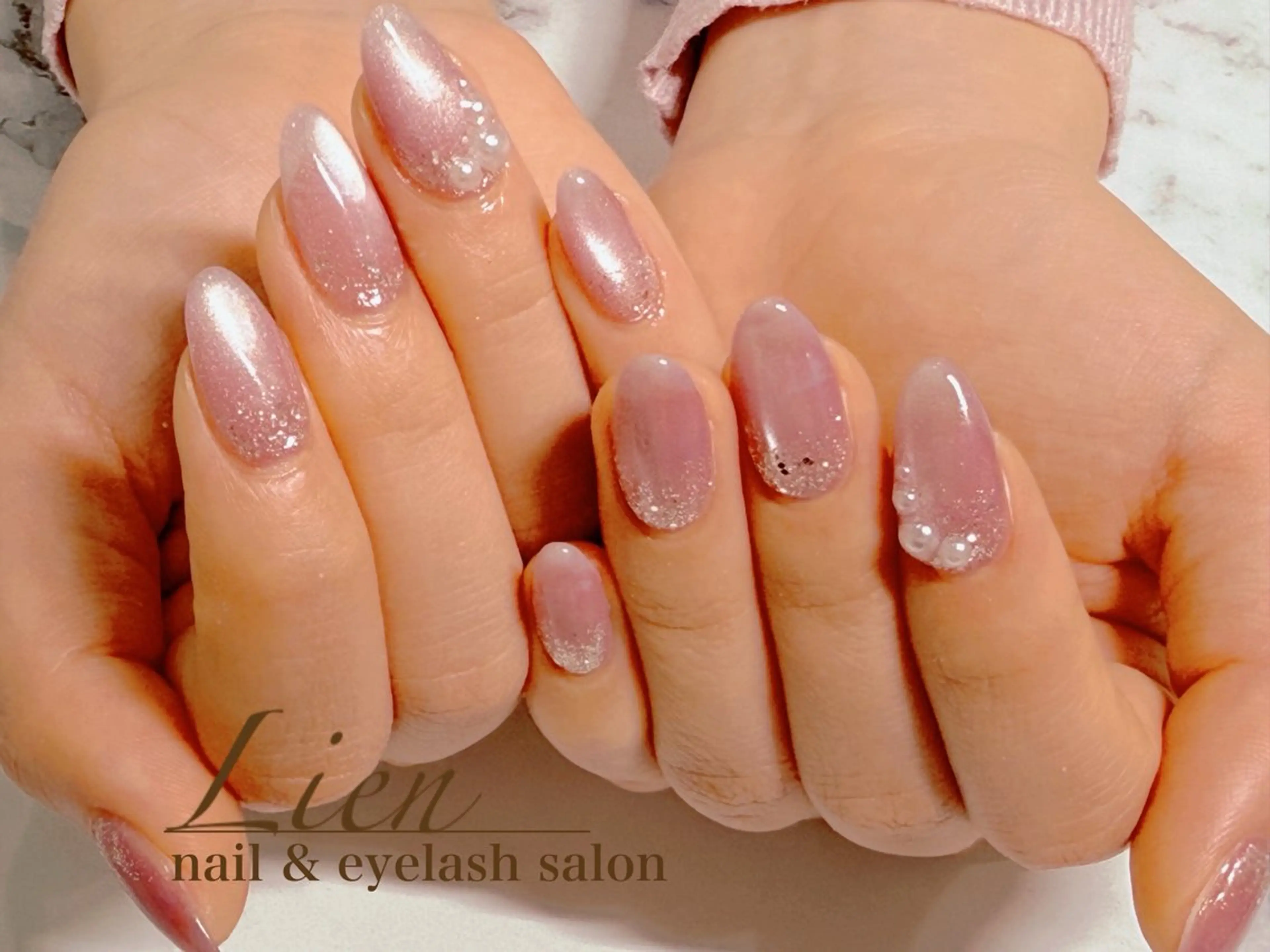 ネイル 長さ出し フットネイル フレンチネイル ジェルネイル ガラスフレンチ ハンドネイル Lien(リアン) 銀座駅6分のネイルデザイン