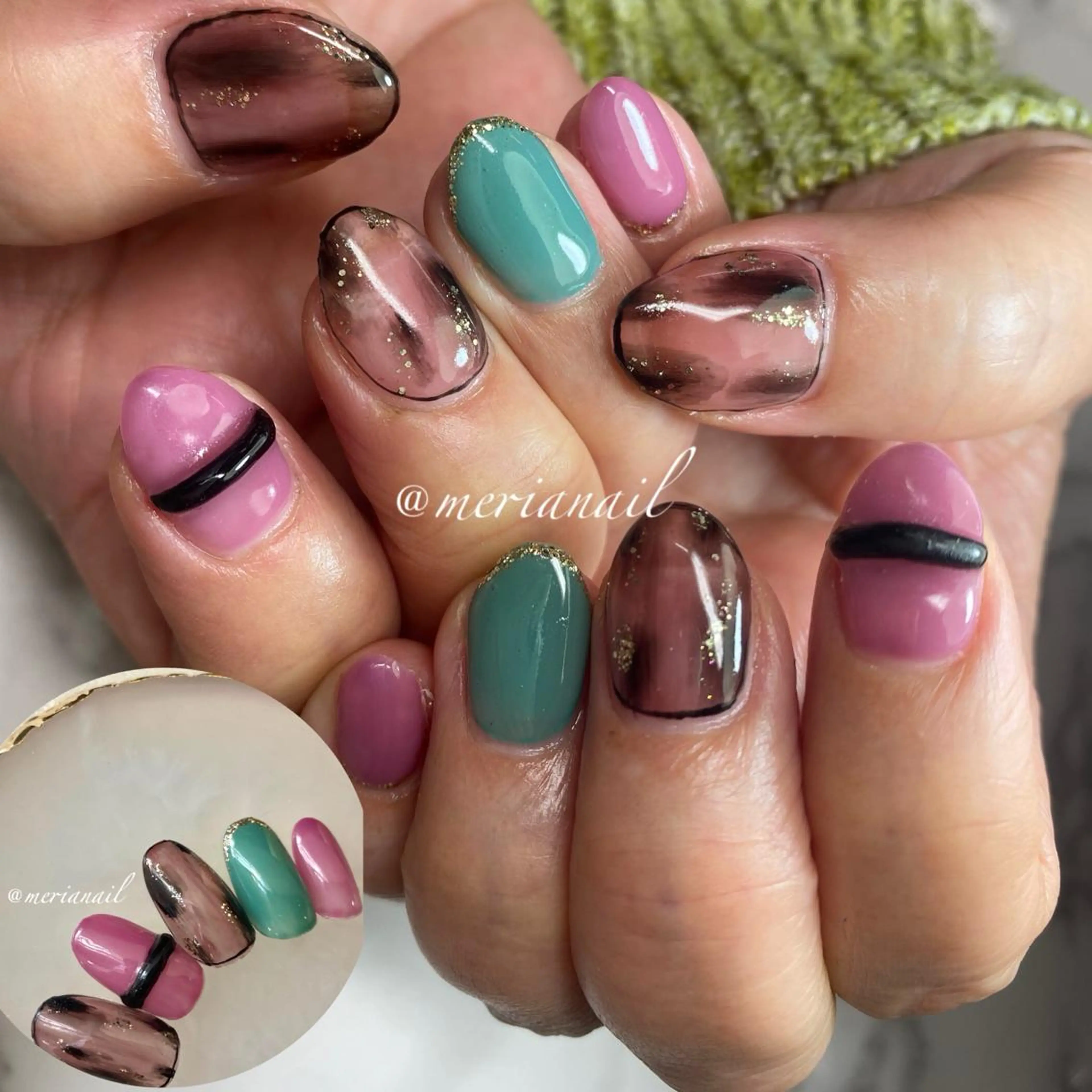 ショート カラー ネイル アニマル柄 ニュアンスネイル 冬ネイル ハンドネイル INFINITY所属・INFINITY nailのネイルデザイン