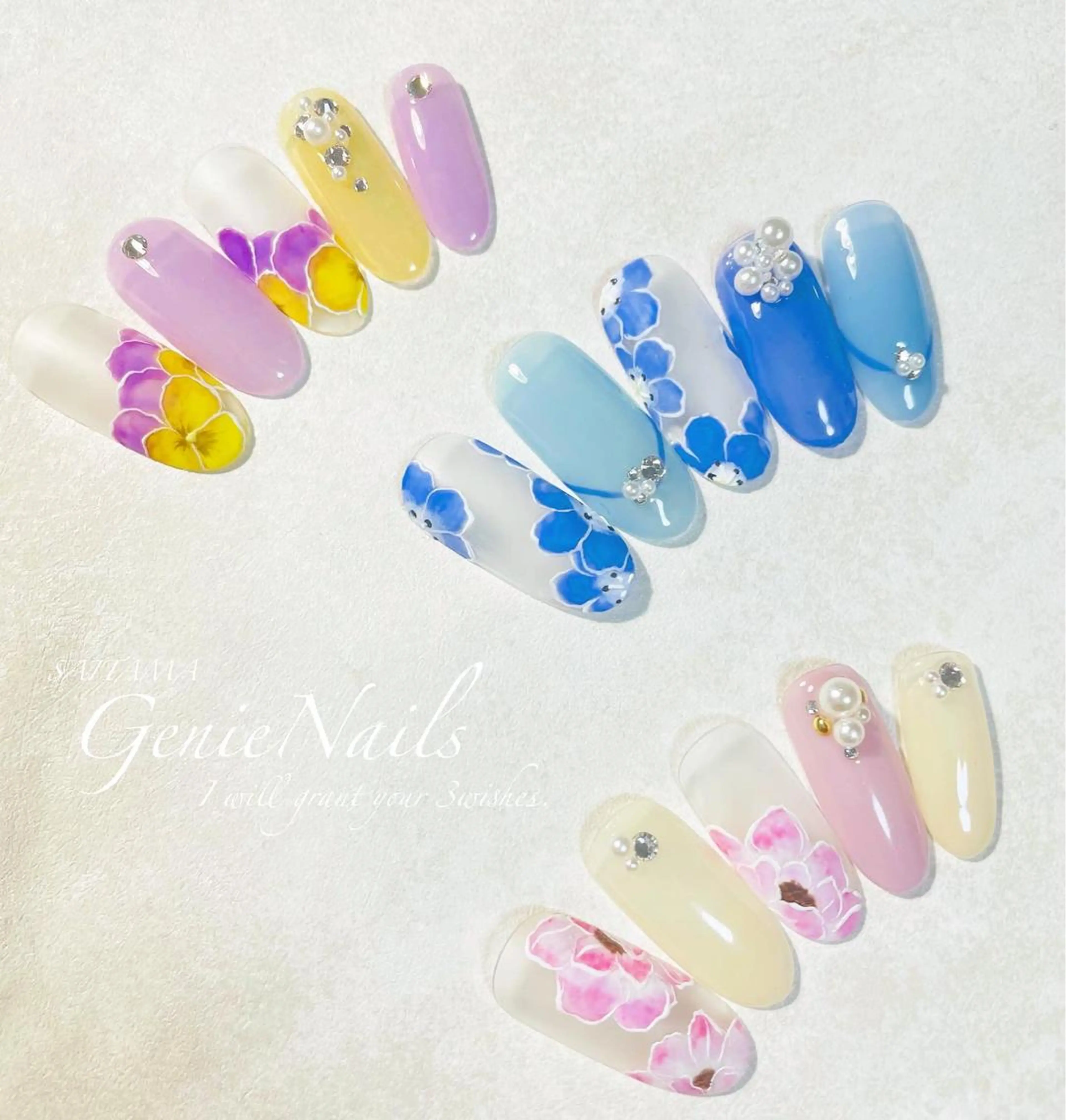 ネイル フラワーネイル Genie Nailsのネイルデザイン