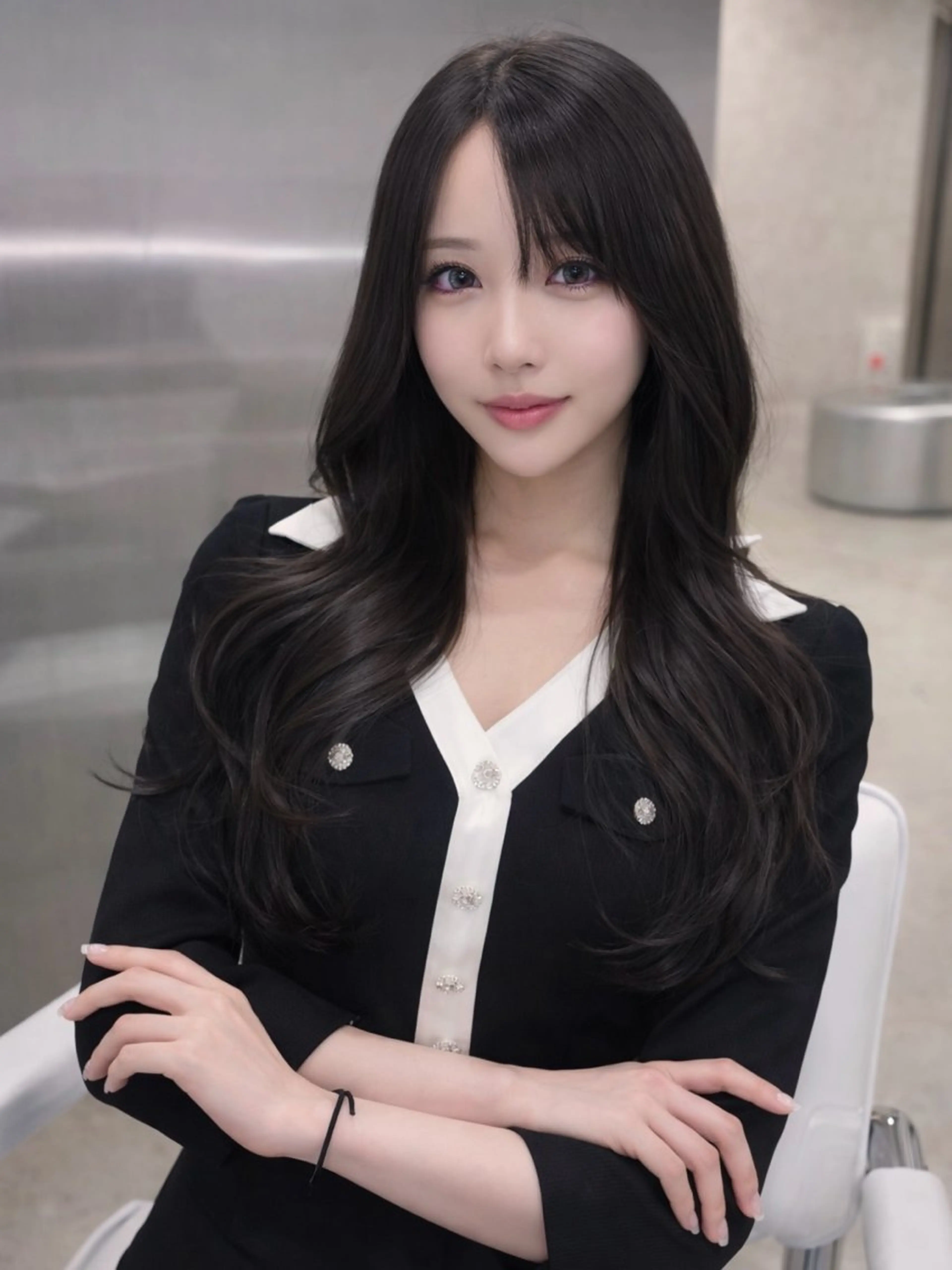 ロング カラー ヘアアレンジ カット ヘアカラー トリートメント ヘッドスパ ヘアセット 韓国レイヤーカット /韓国トレンドカラーのヘアスタイル