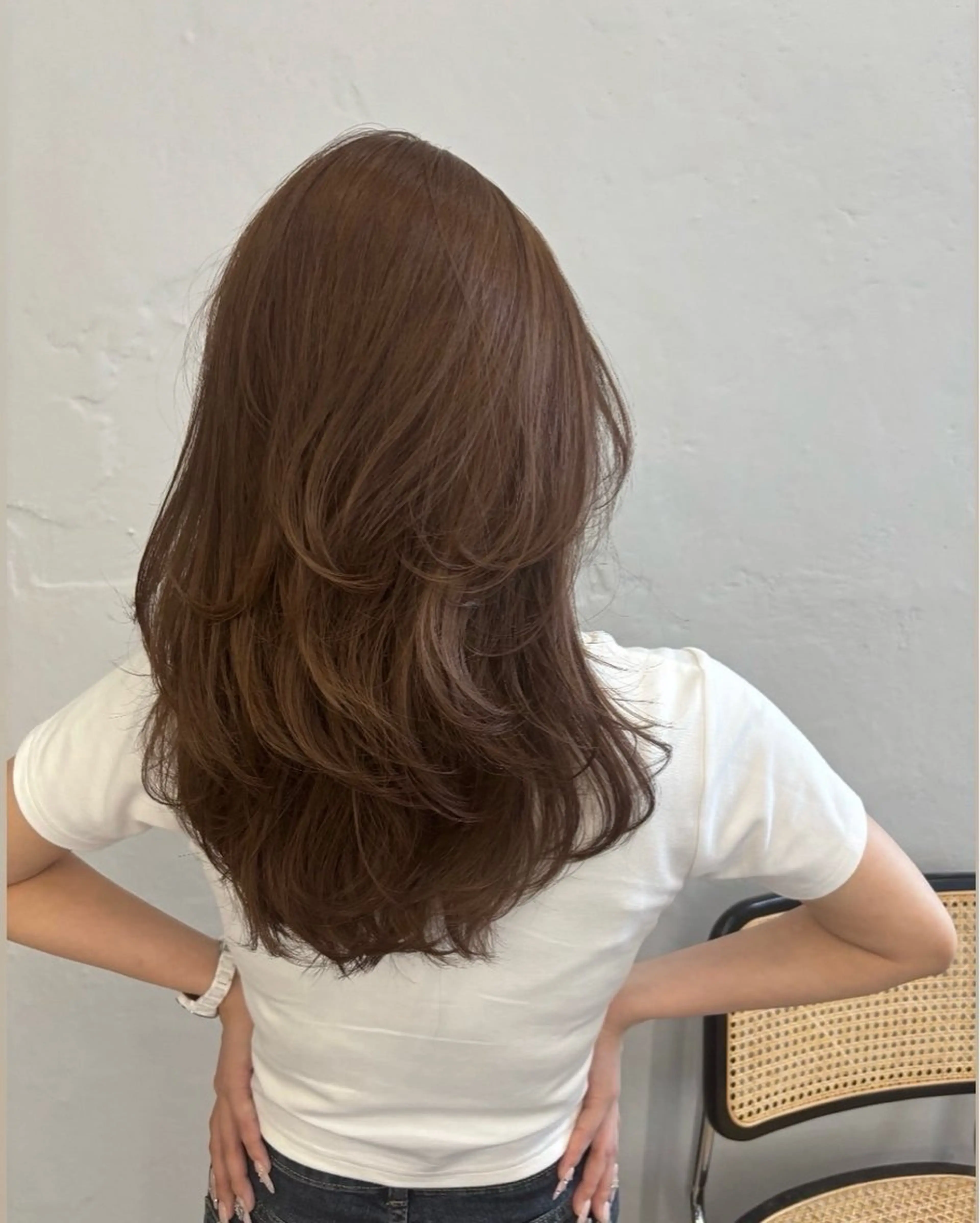 ロング レイヤーカット カット ヘアカラー トリートメント Mirai/ 艶カラー/暖色カラーのヘアスタイル