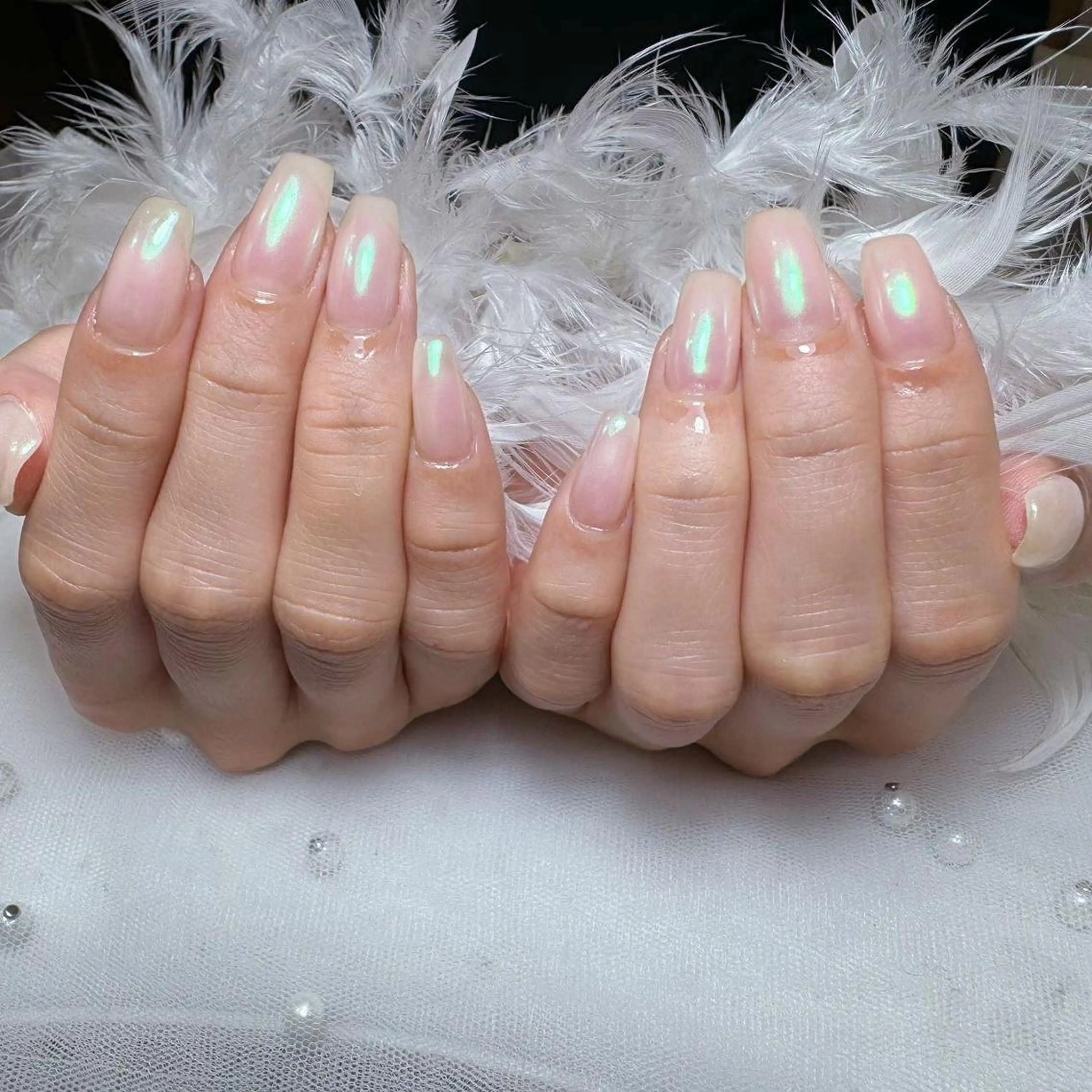 ネイル アートネイル オーロラネイル ガーリー キラキラネイル 韓国ネイル ハンドネイル DIAMOND 💦のネイルデザイン