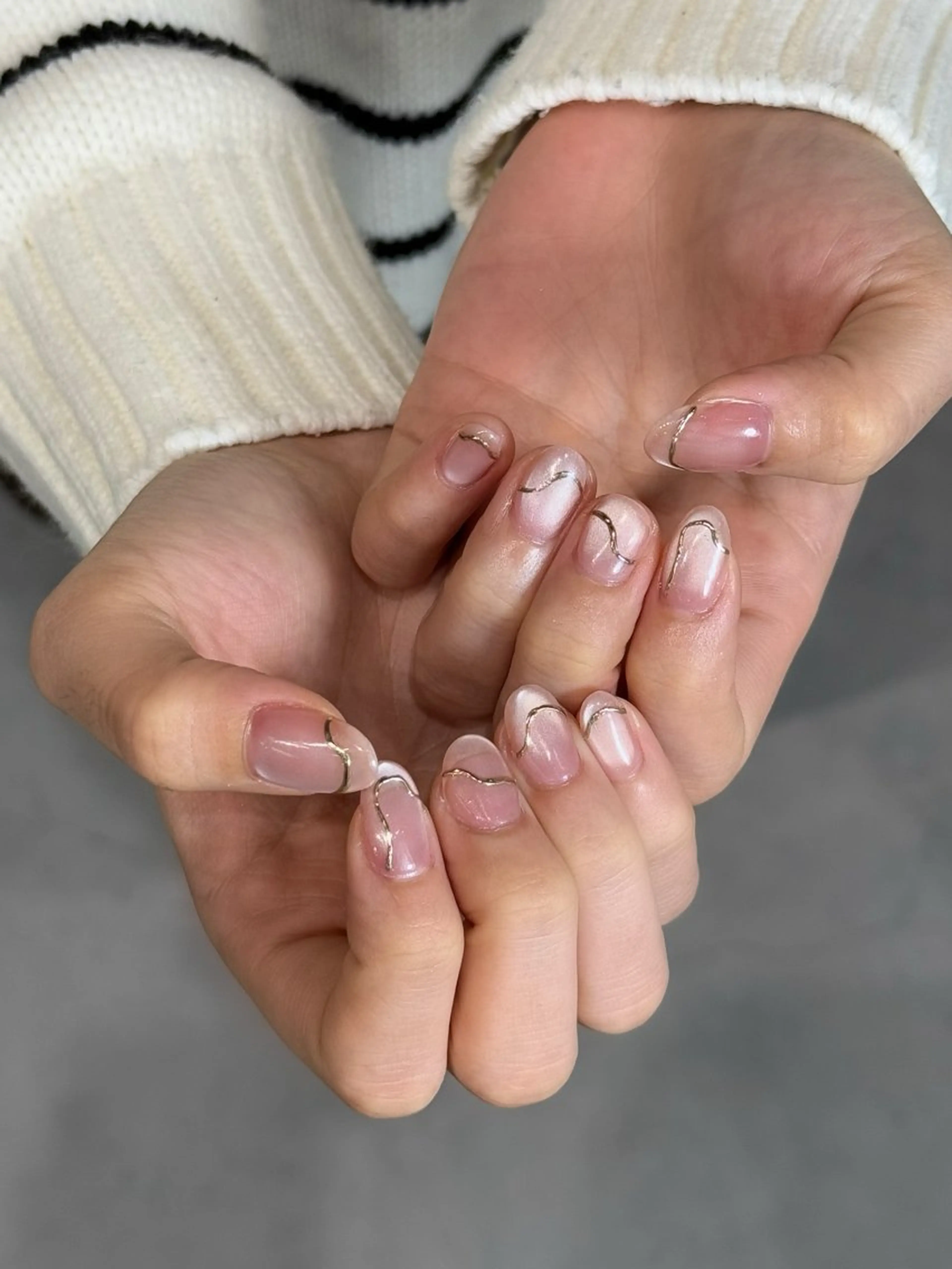 ネイル マグネットネイル オフィスネイル ピンク MISATO ネイリスト福岡/薬院のネイルデザイン