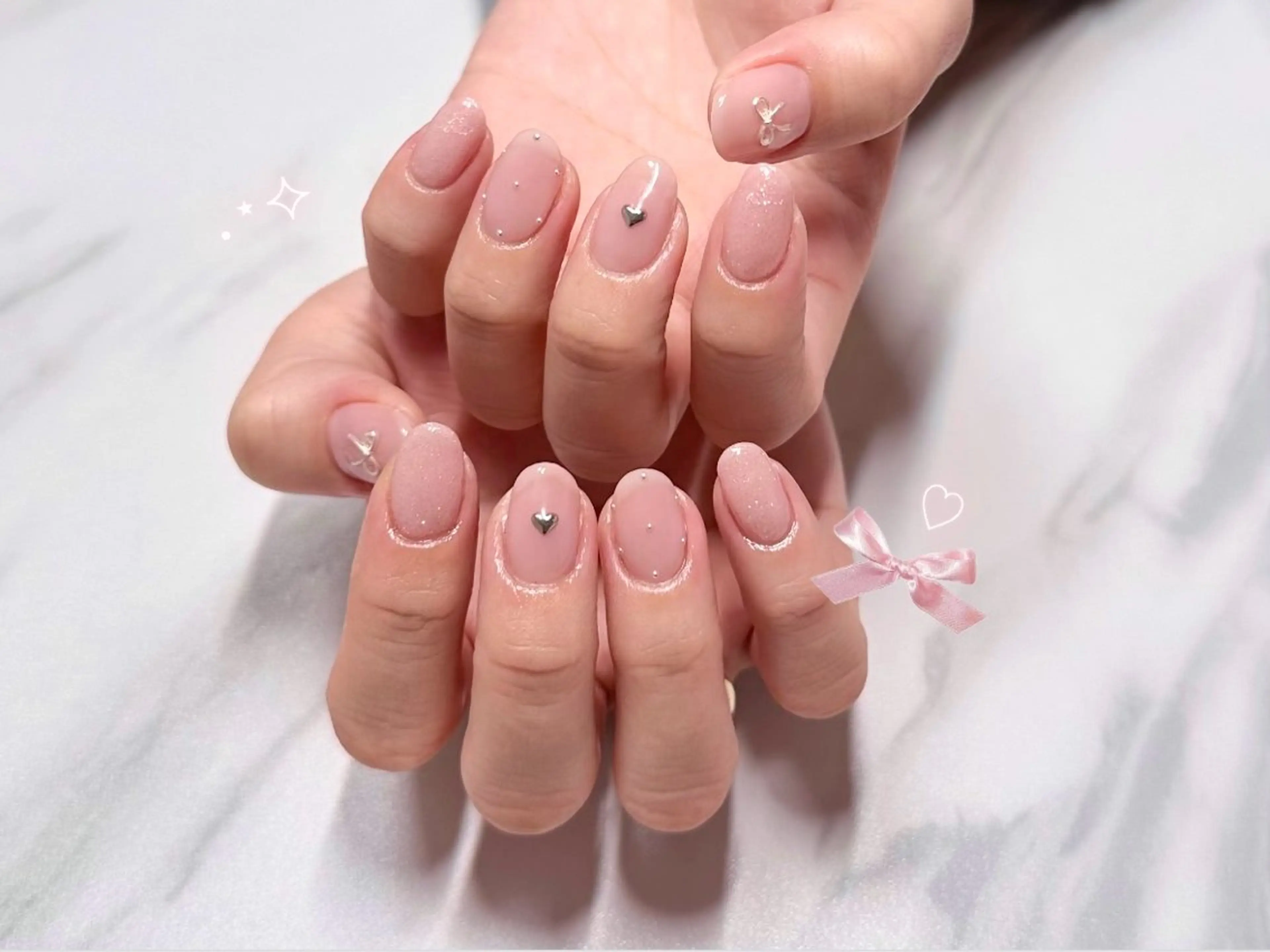 ネイル チークネイル フラッシュネイル ジェルネイル ハート 氷ネイル・うるうるネイル oreo salon miyu 池袋のネイルデザイン