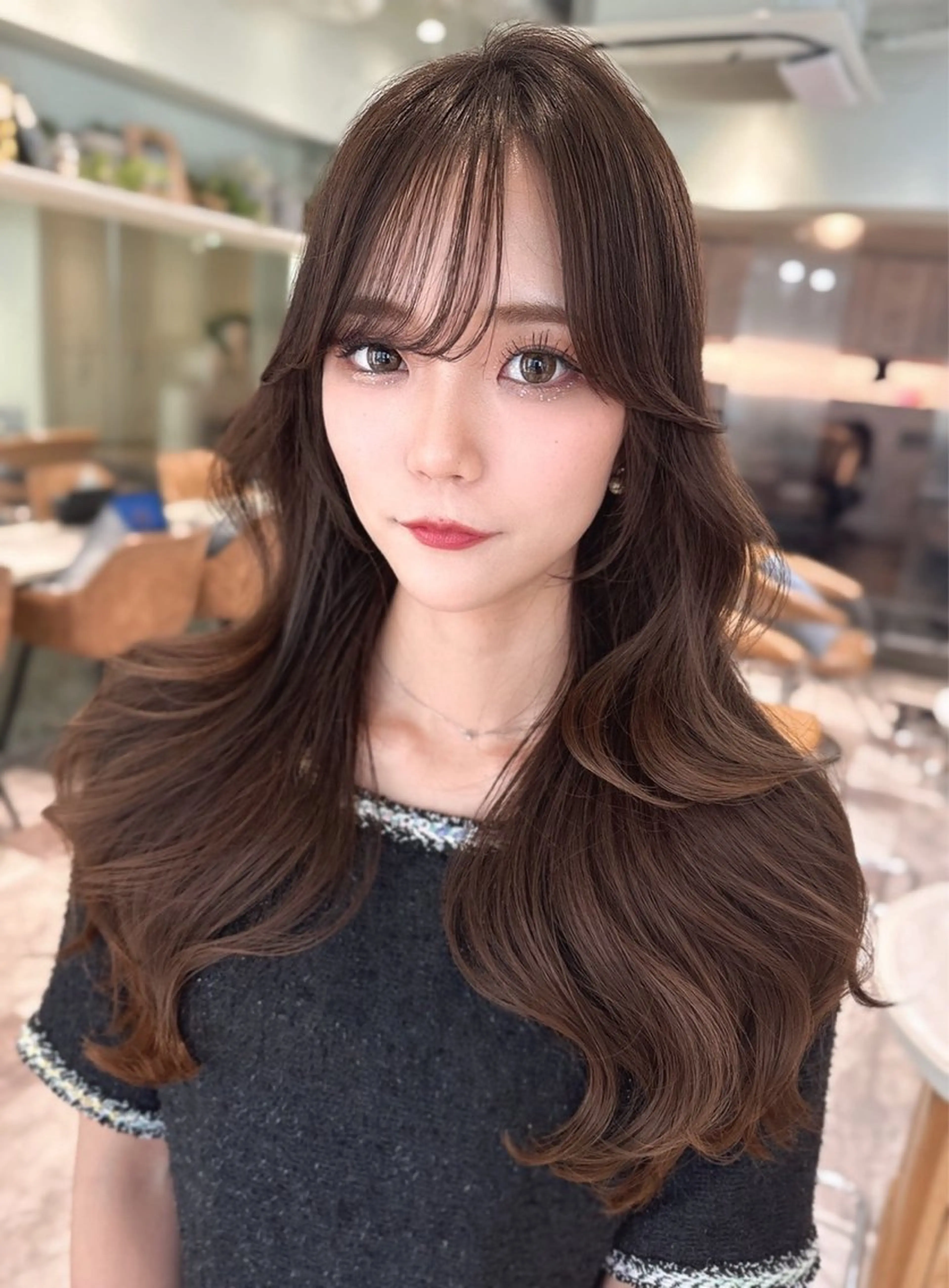 セミロング カラー ベージュカラー 黒髪 ブリーチ ブルーカラー ブルーブラック カット ヘアカラー トリートメント 木屋元一/透明感 /レイヤー/顔まわりのヘアスタイル