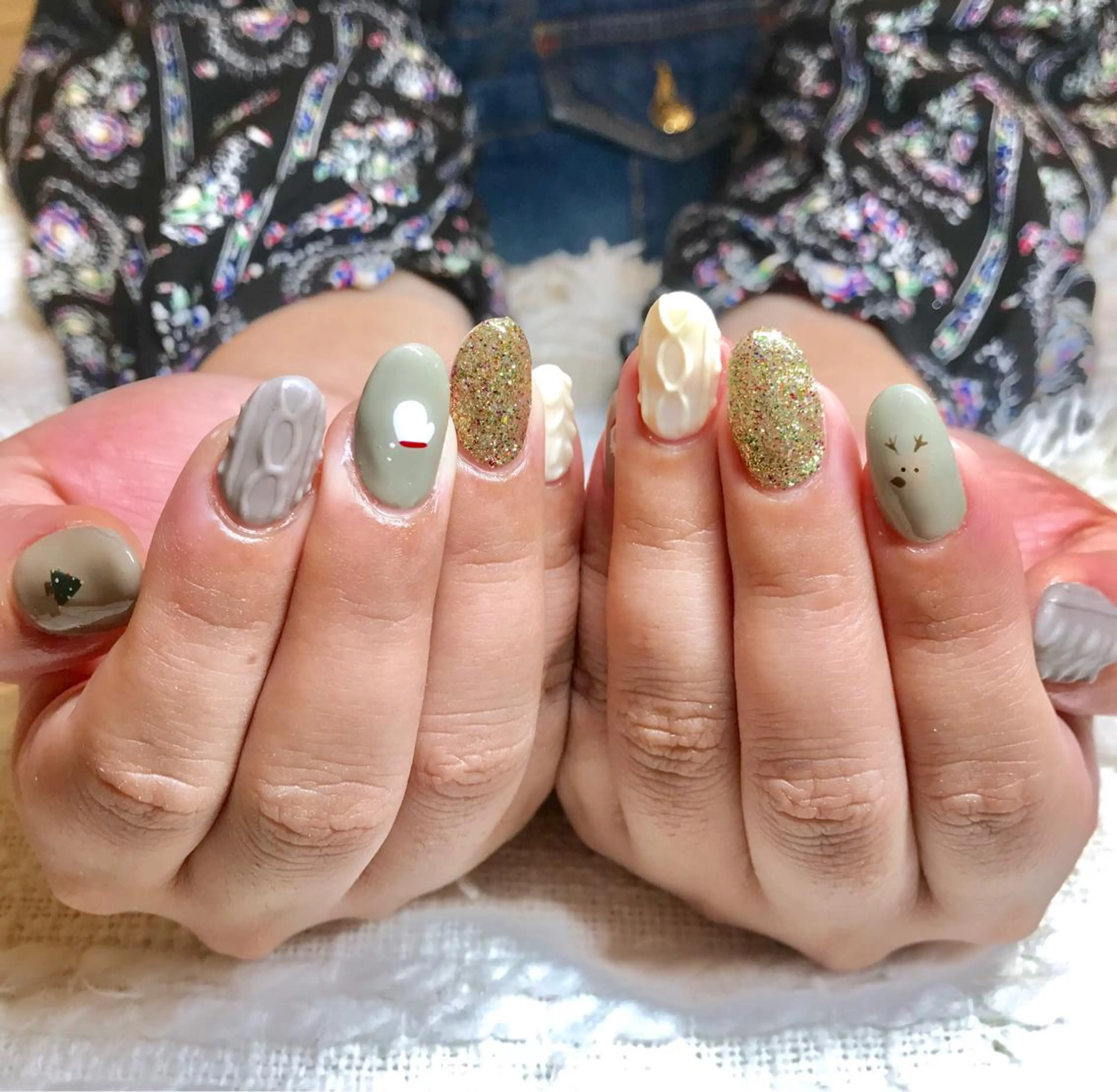 ミディアム カラー パーマ ヘアアレンジ マツエク・マツパ クリスマス nail&eye Aoのマツエク・マツパデザイン