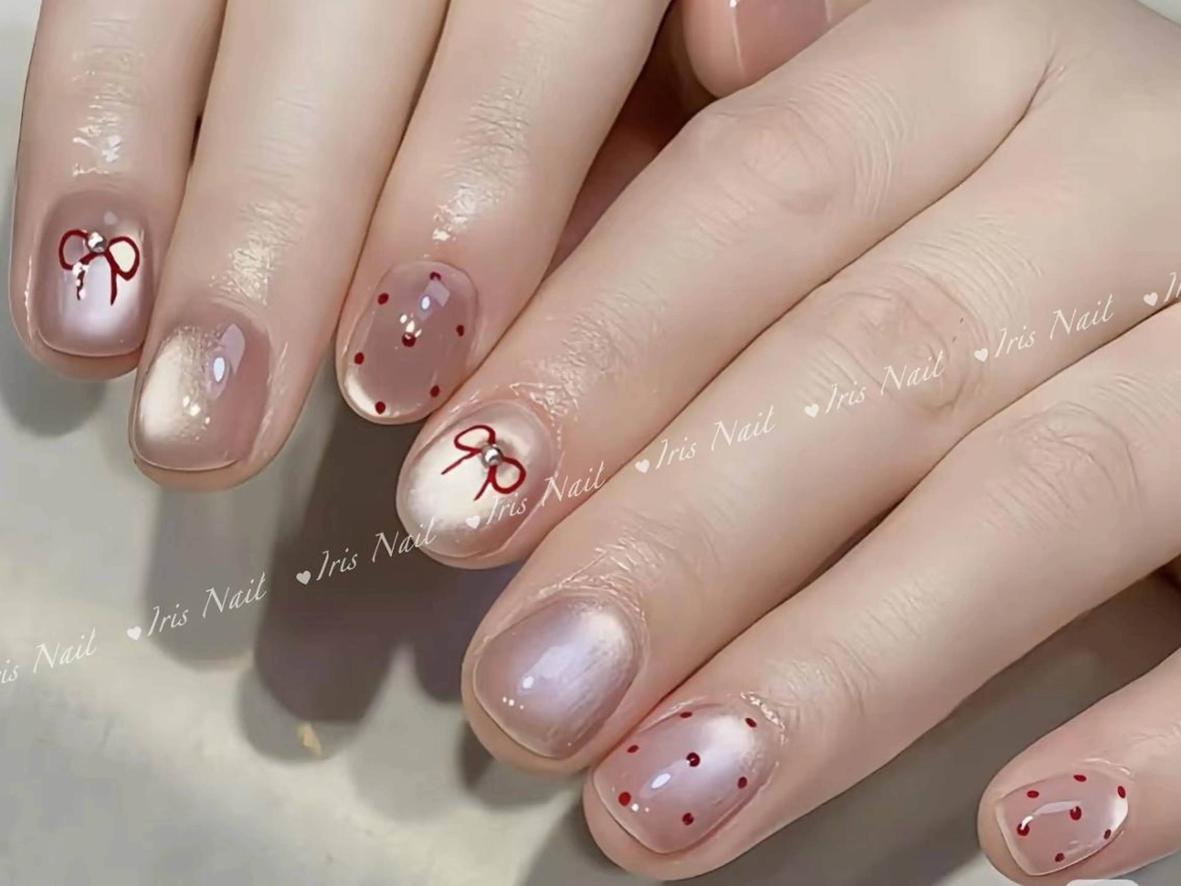 ネイル リボン ハンドネイル ハンドケア IRIS NAIL大塚のネイルデザイン