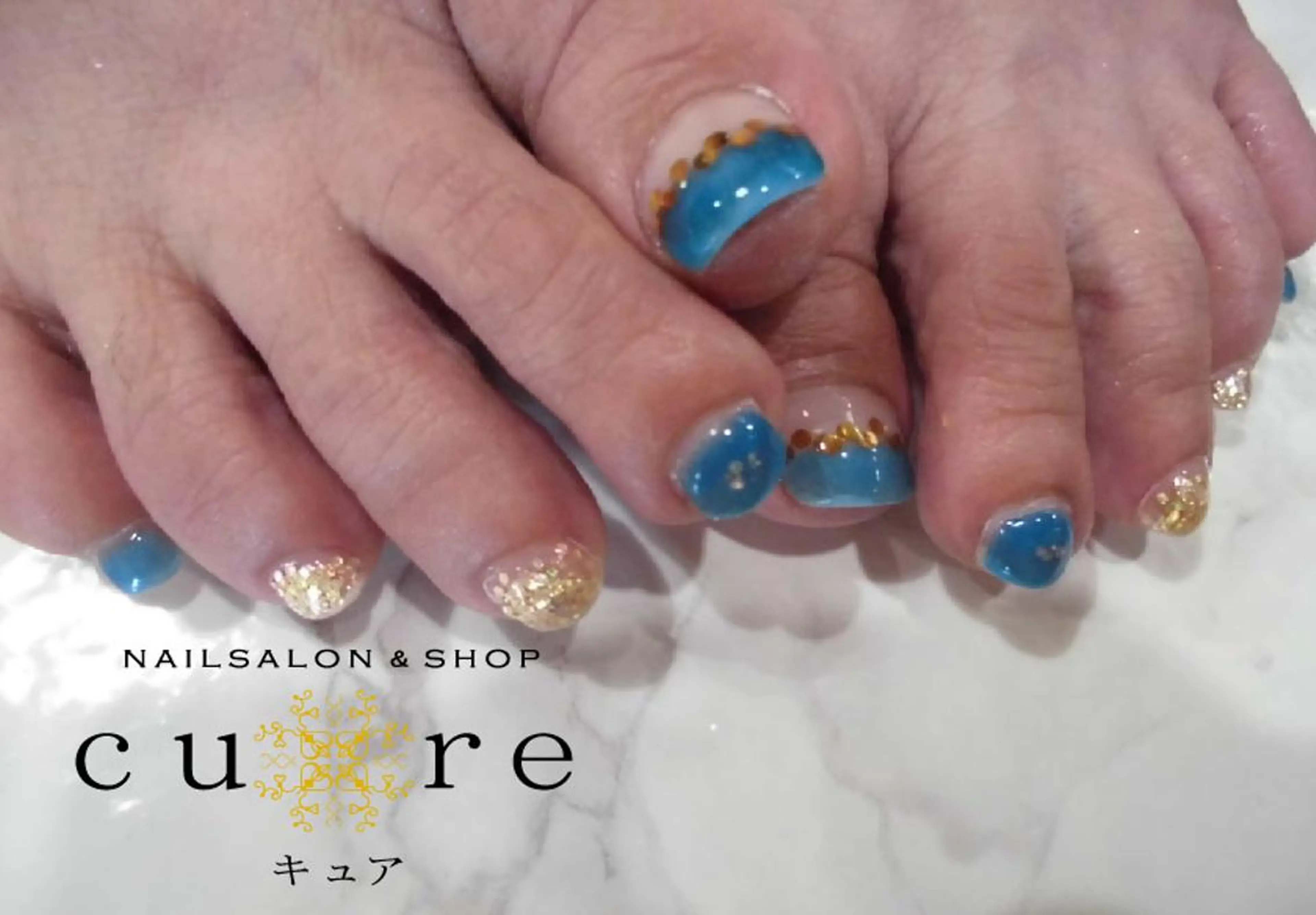 ネイル ショート フットネイル ネイルサロン Cureのネイルデザイン