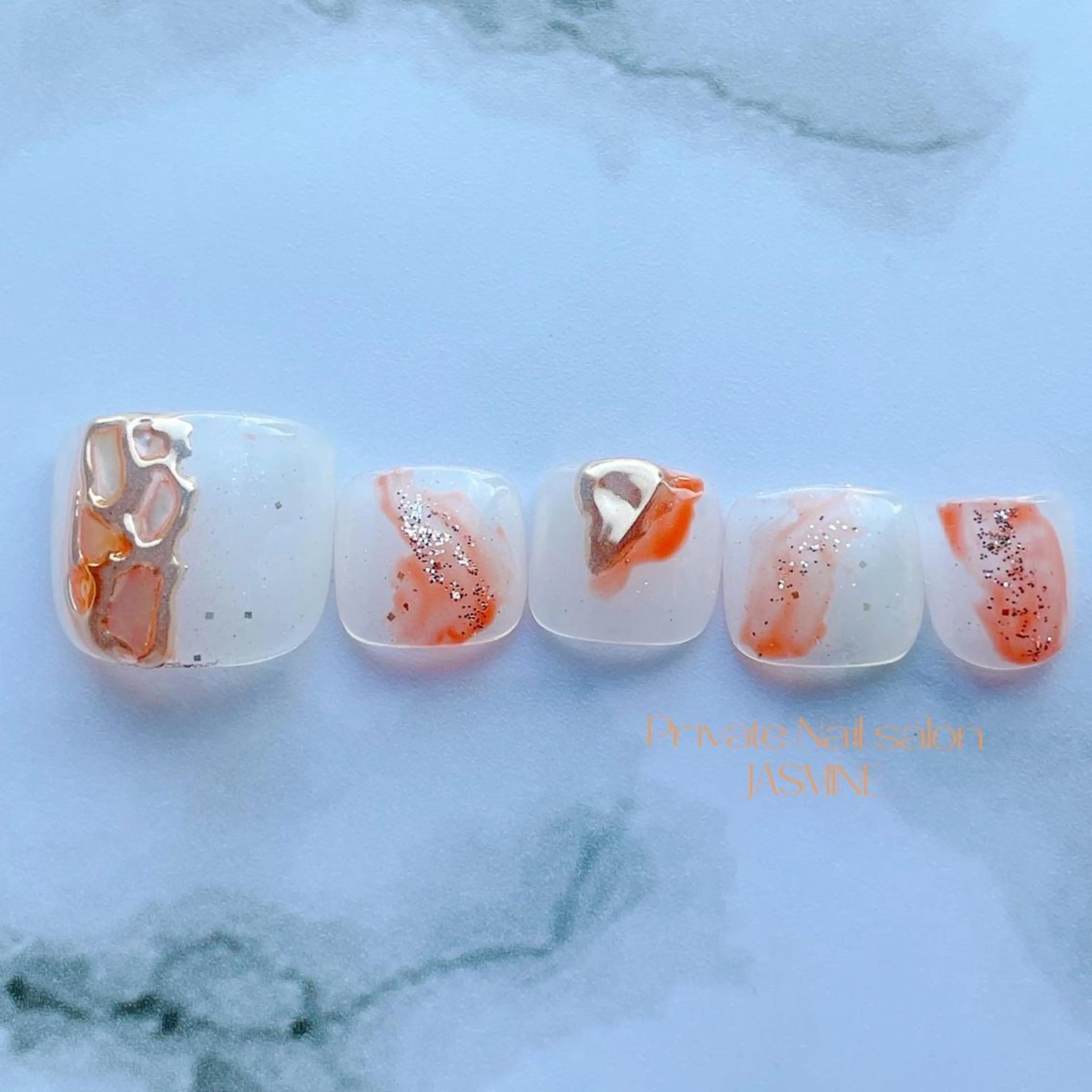 ネイル フットネイル ミラーネイル フットネイル Nail salon JASMINEのネイルデザイン