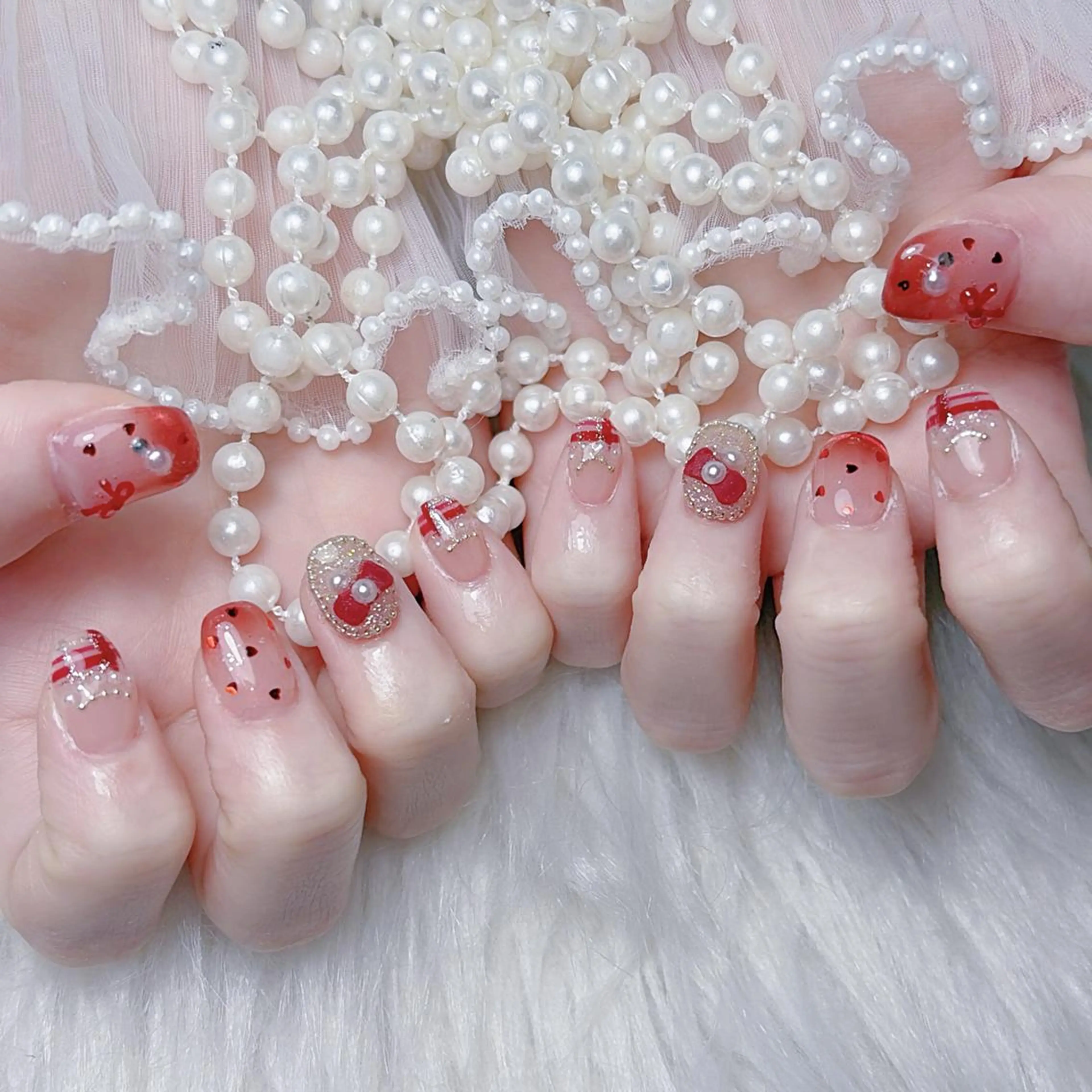 ネイル アートネイル オーロラネイル 長さ出し フットネイル ガーリー 🎀ゆうず 𝜗𝜚 ྀིのネイルデザイン