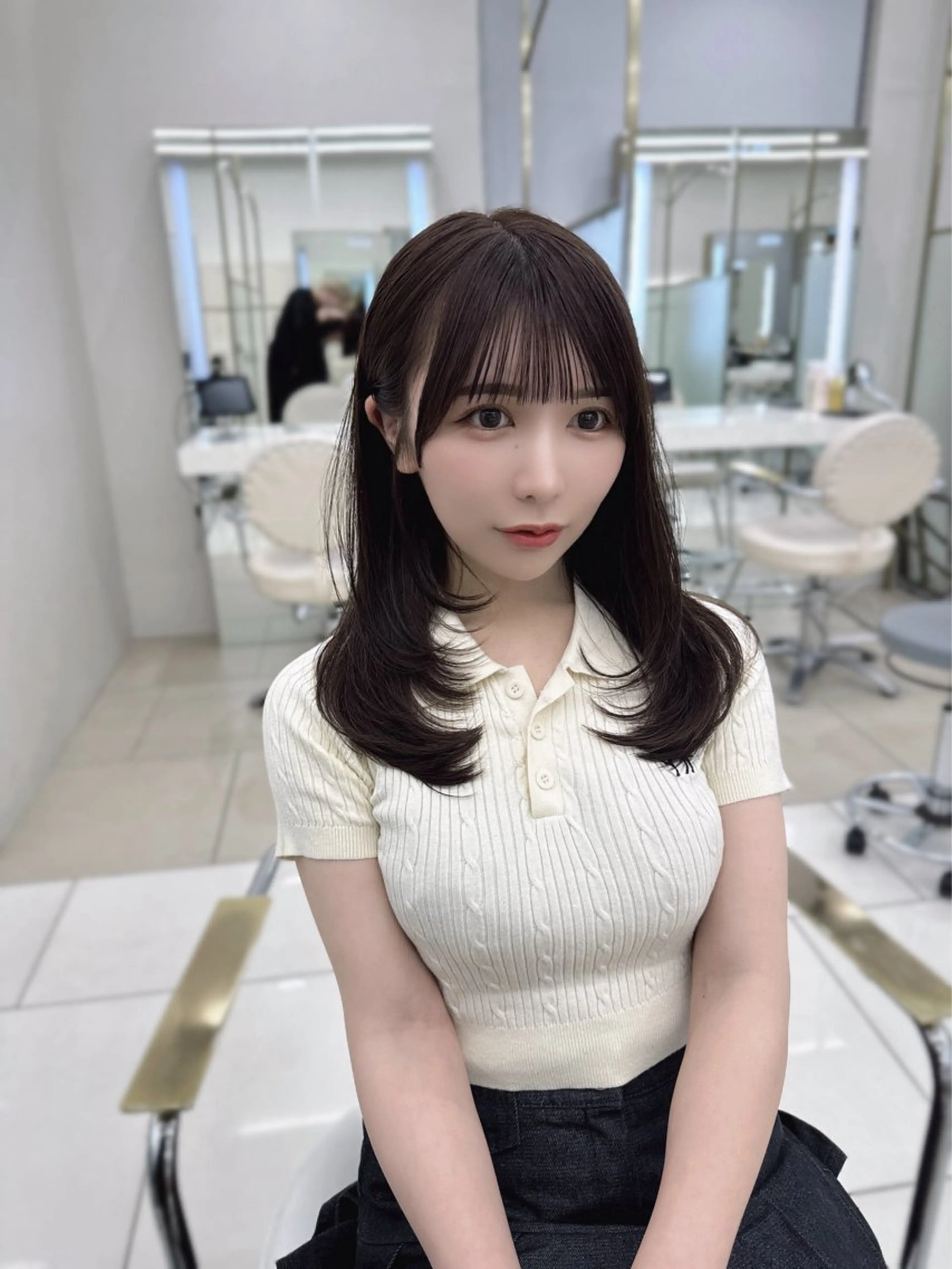 ロング カラー カット ヘアカラー トリートメント COA GINZA 空也/前髪/顔まわりのヘアスタイル