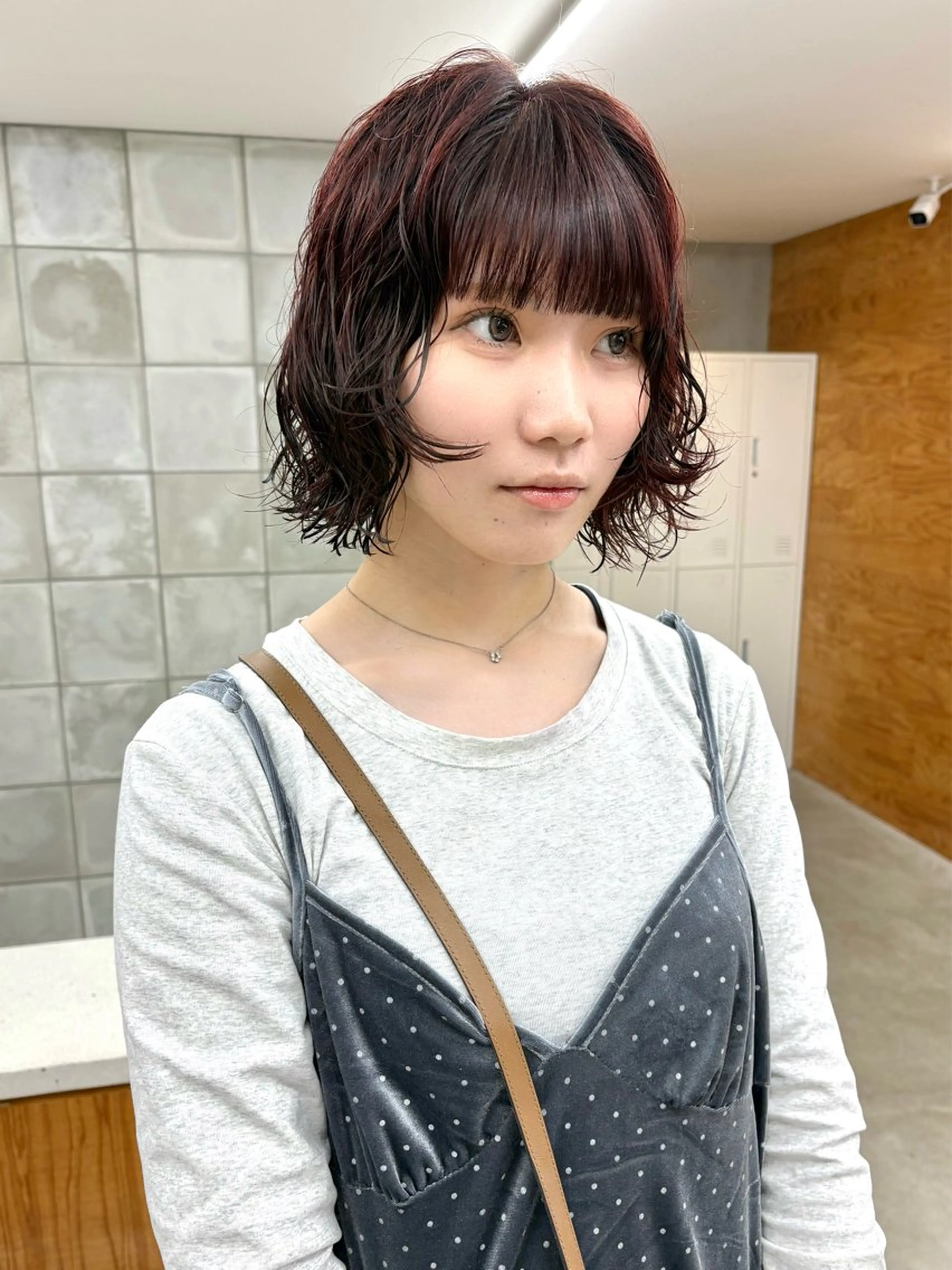 ミディアム カラー パーマ ミディアムパーマ レッドカラー ボブ カット ヘアカラー パーマ トリートメント tetohair 森田浩平のヘアスタイル