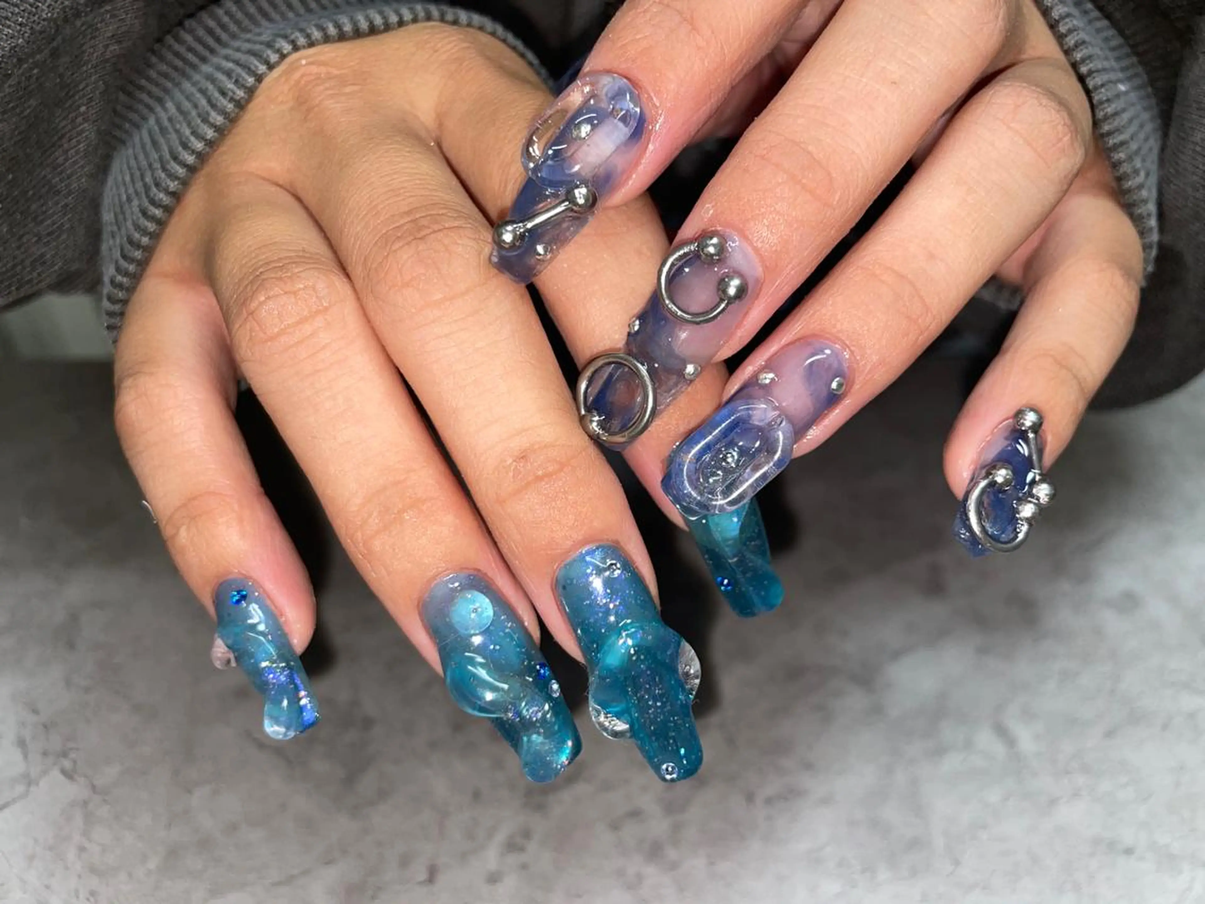 ロング ネイル ハンドネイル Statice所属・YUNA FUKUDAのネイルデザイン