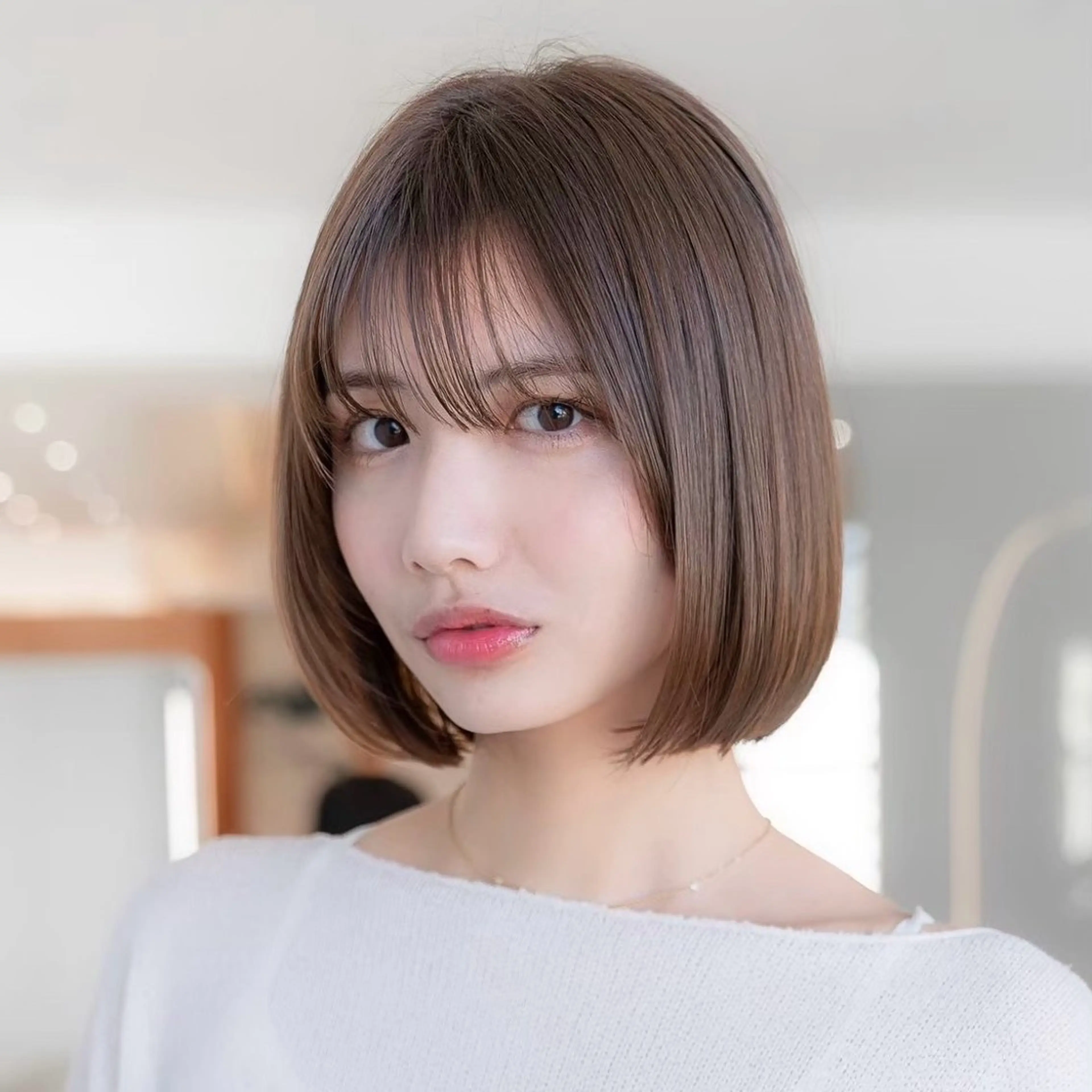 ショート カラー 切りっぱなしボブ ボブ 学生 韓国風ヘア カット トリートメント 渋谷ボブ/韓国 ×タッセルしょうごのヘアスタイル